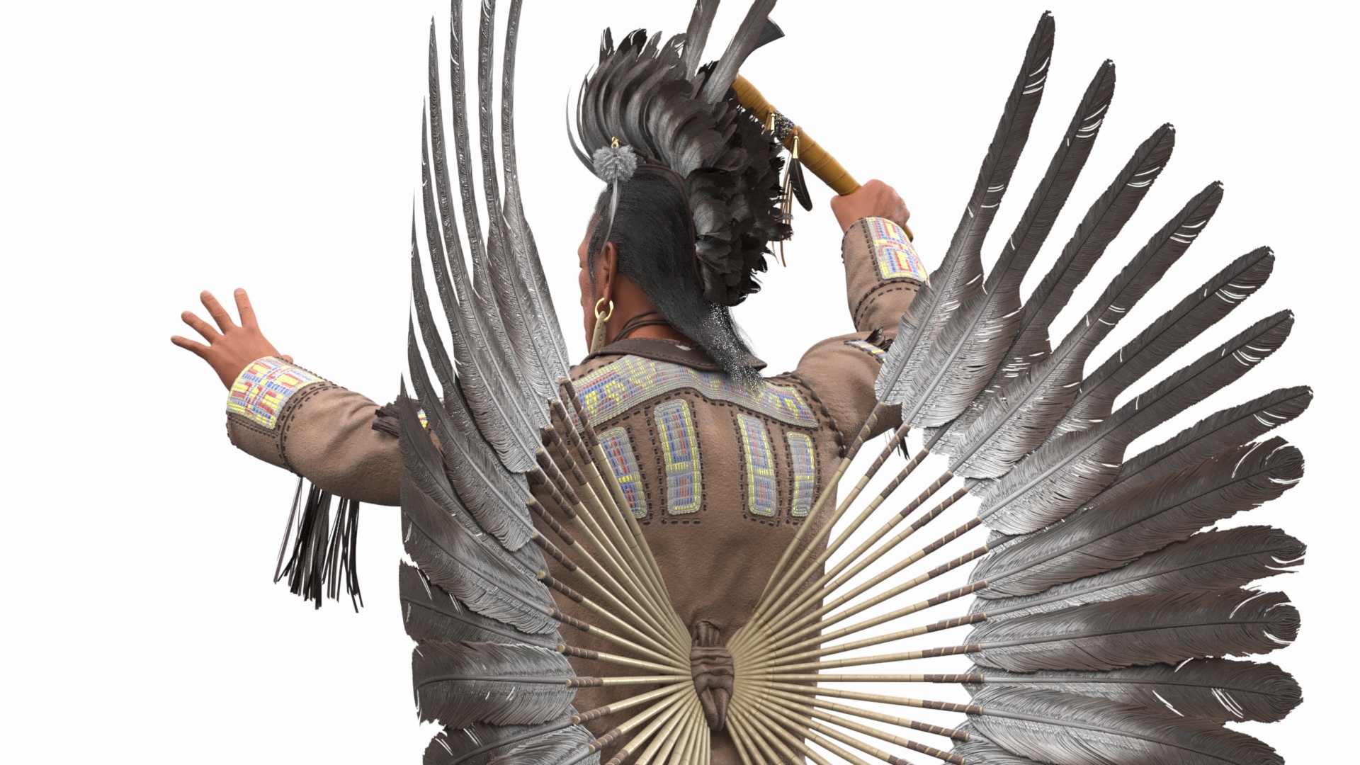 3D model Native American Chief with Tomahawk