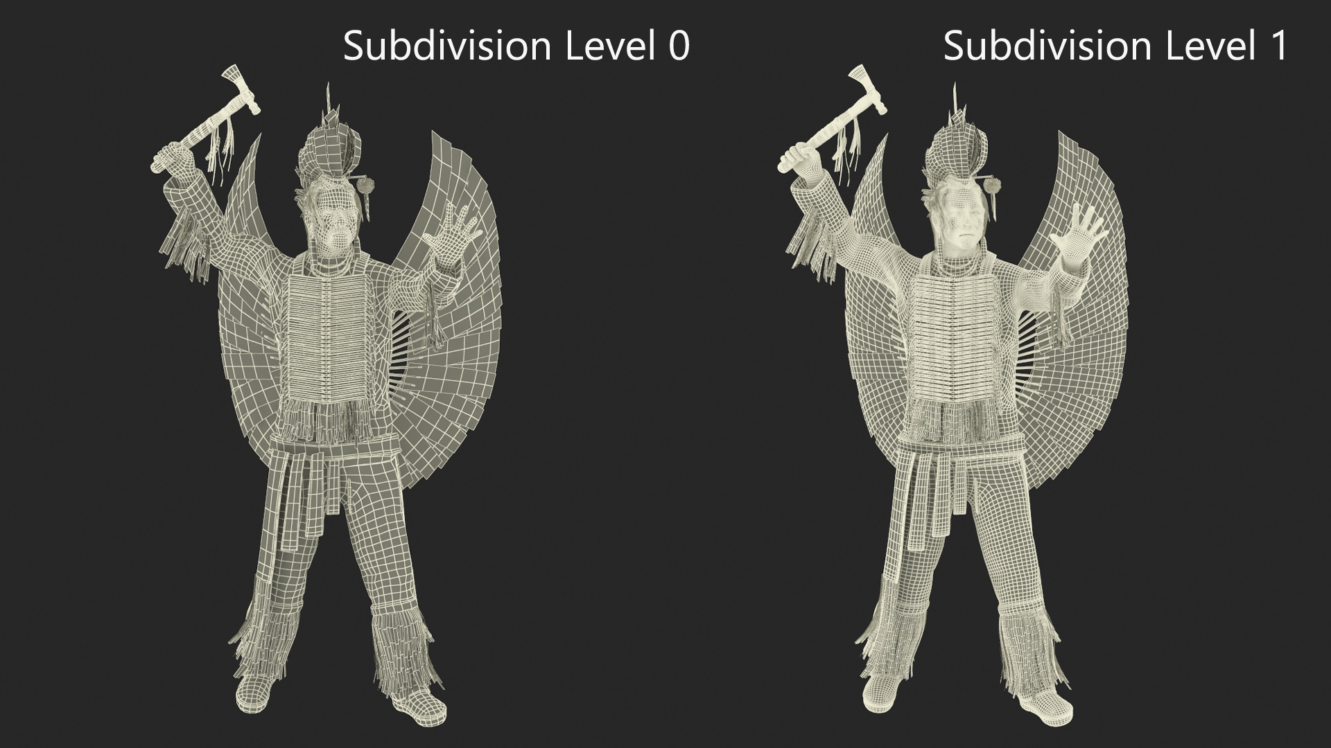3D model Native American Chief with Tomahawk