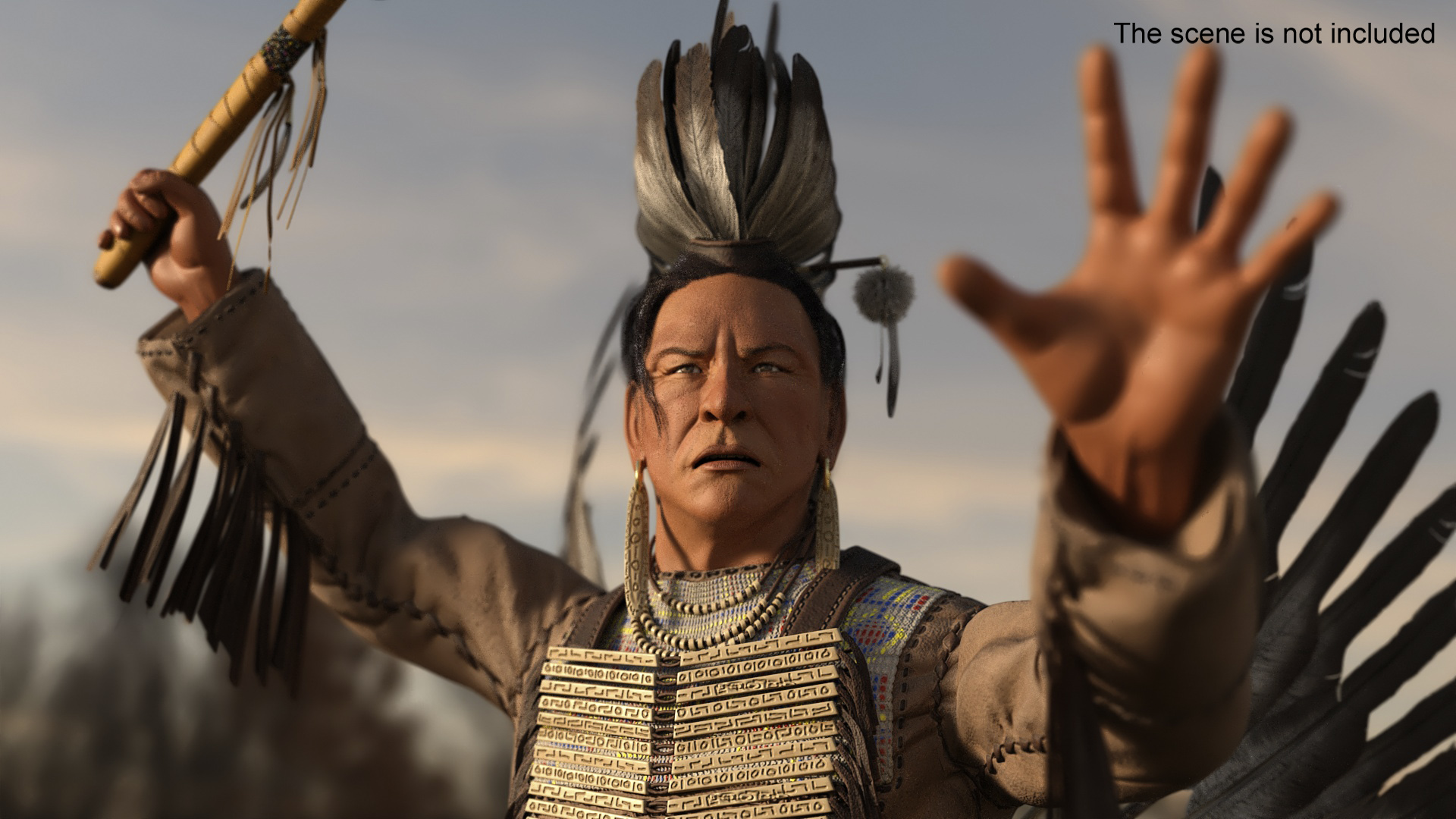 3D model Native American Chief with Tomahawk
