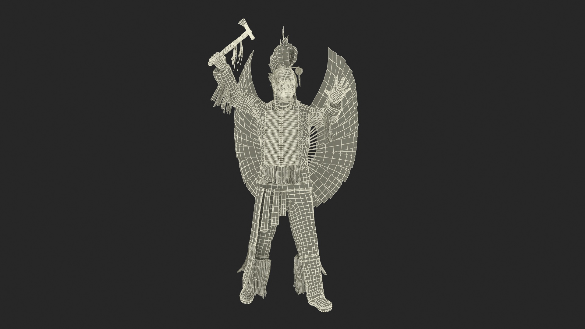 3D model Native American Chief with Tomahawk