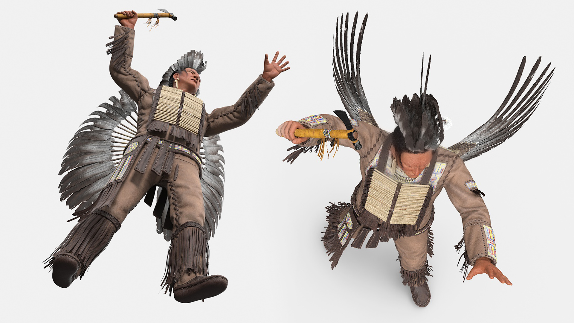 3D model Native American Chief with Tomahawk