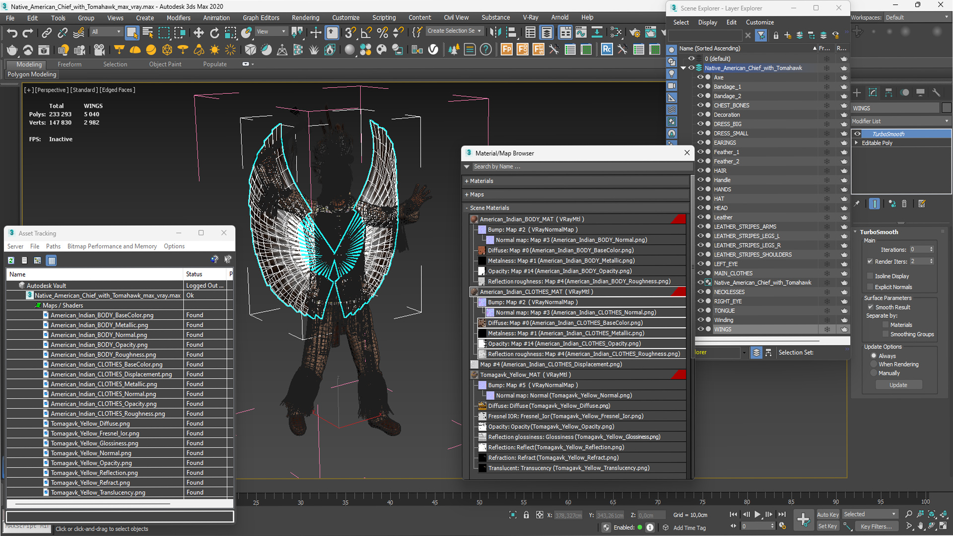 3D model Native American Chief with Tomahawk