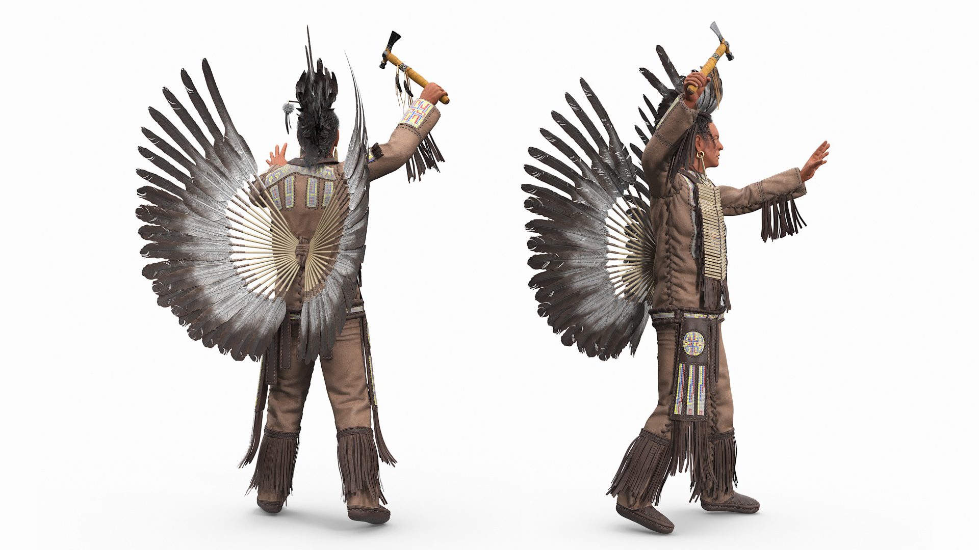 3D model Native American Chief with Tomahawk