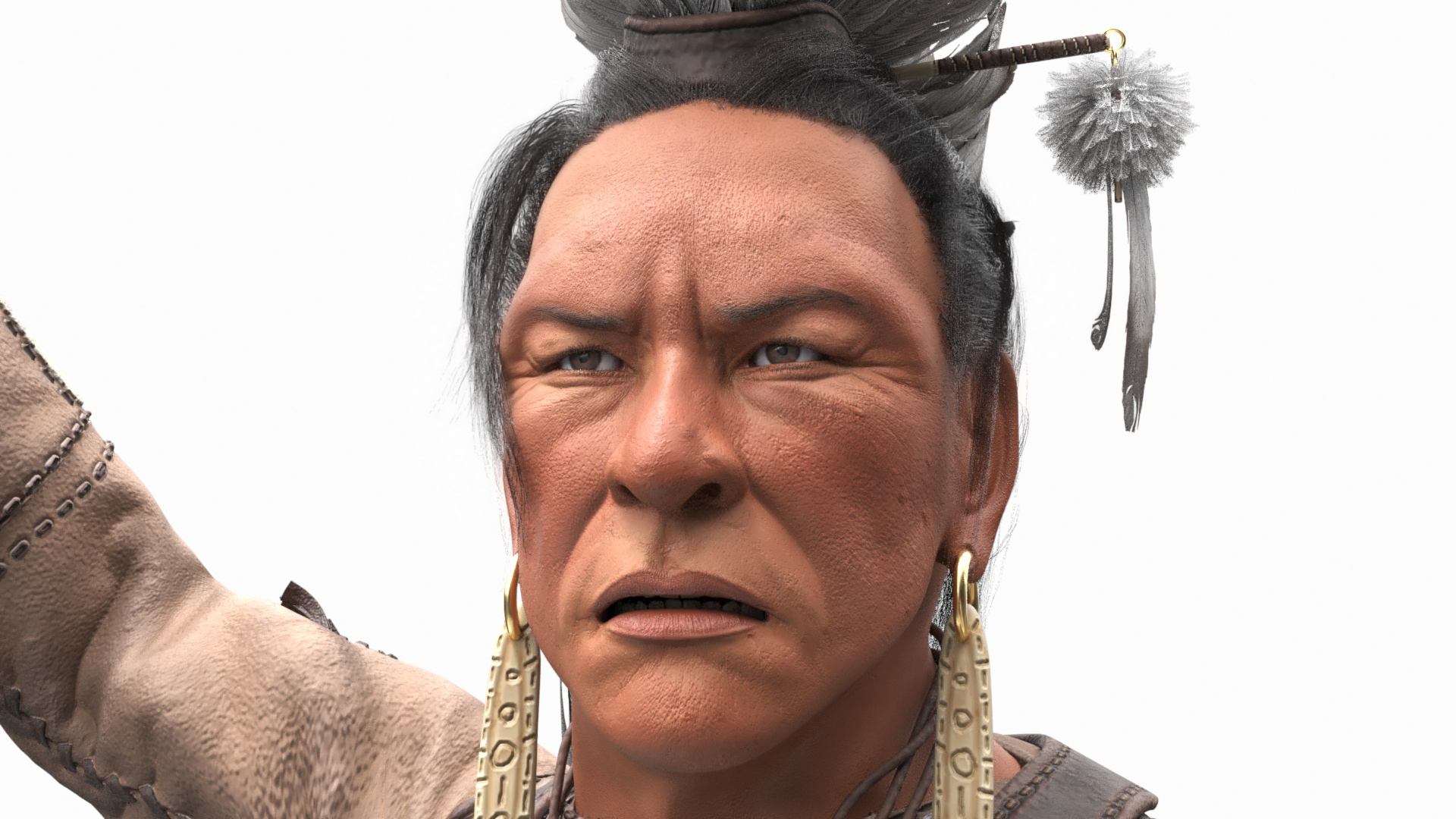 3D model Native American Chief with Tomahawk