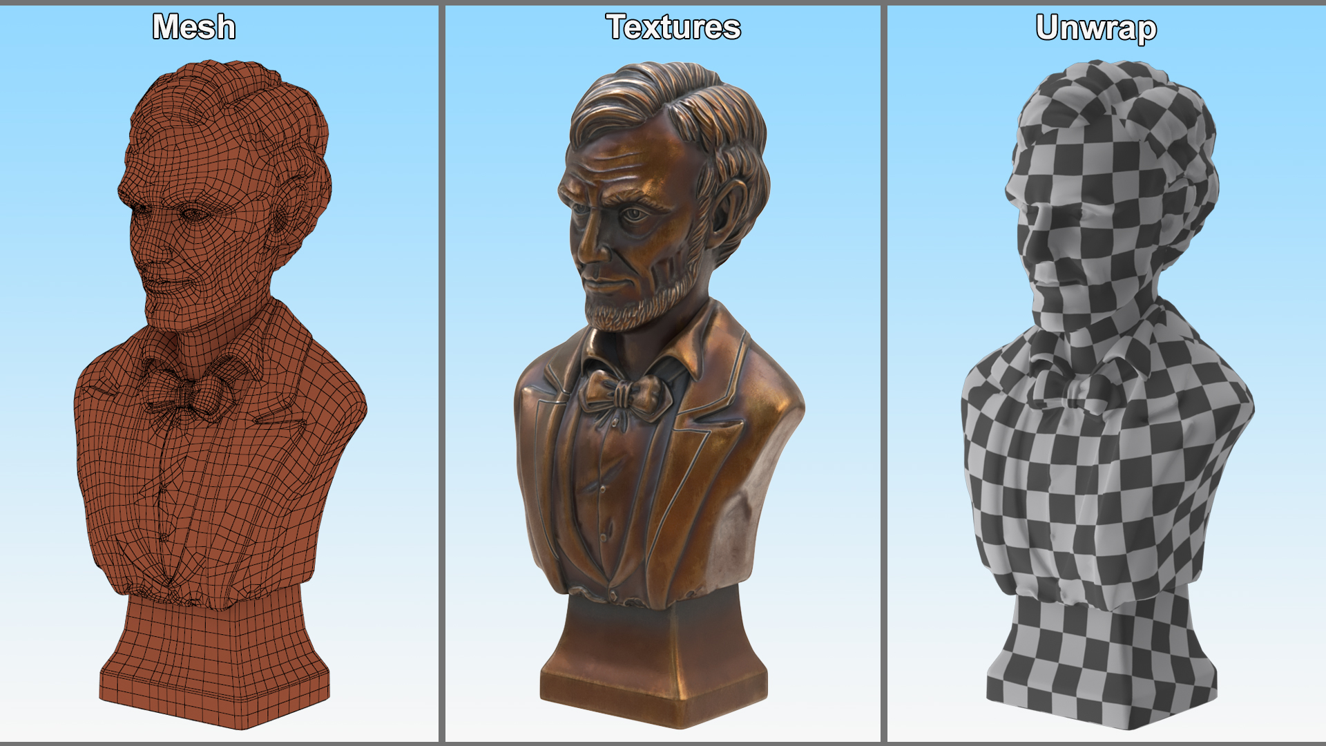 Bronze Bust of Lincoln 3D