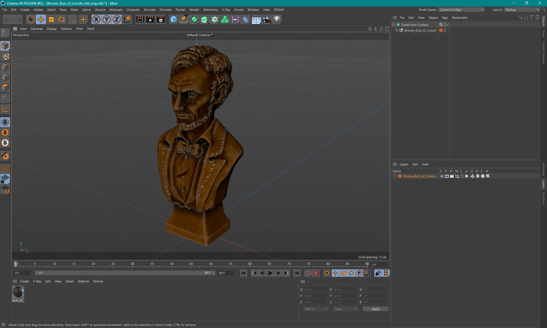 Bronze Bust of Lincoln 3D