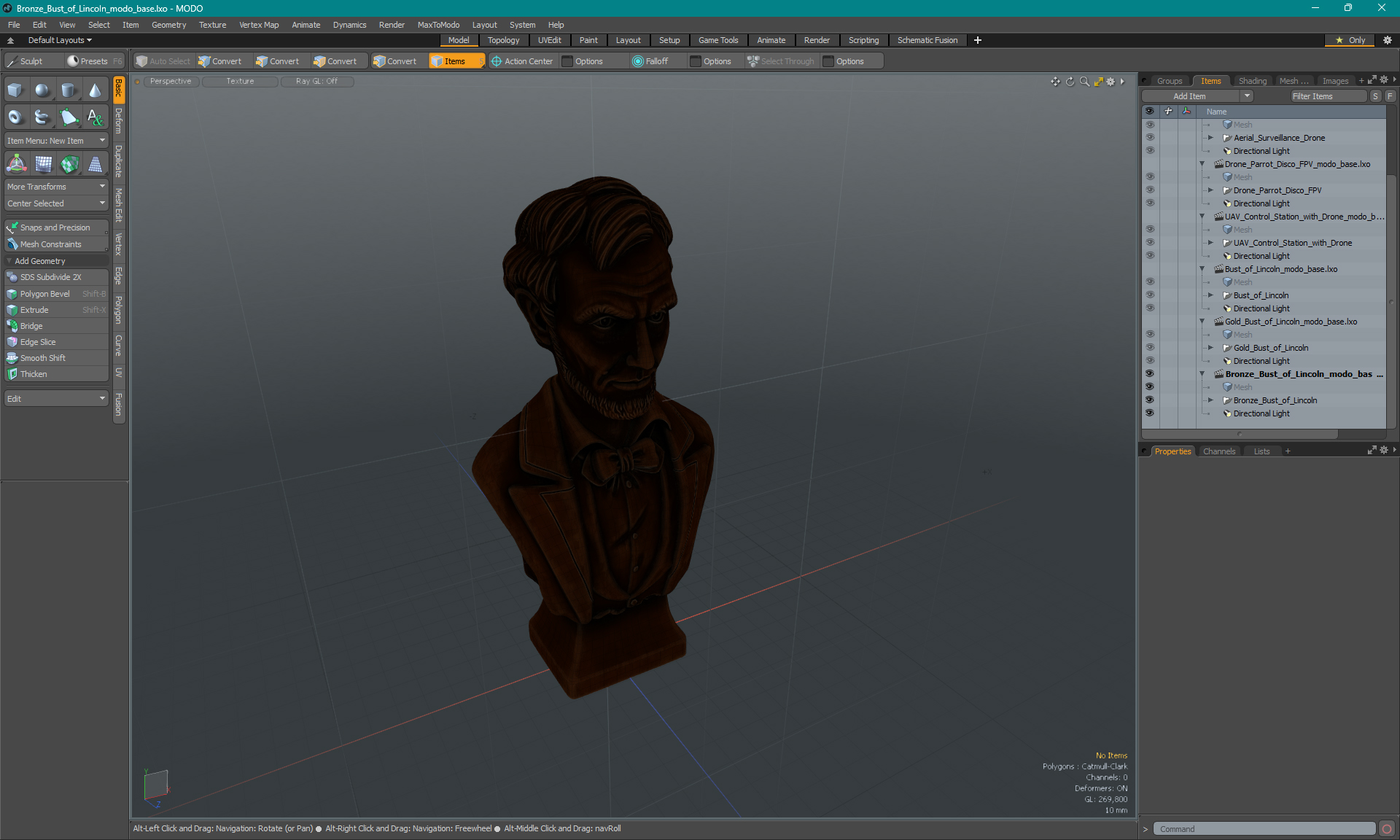Bronze Bust of Lincoln 3D