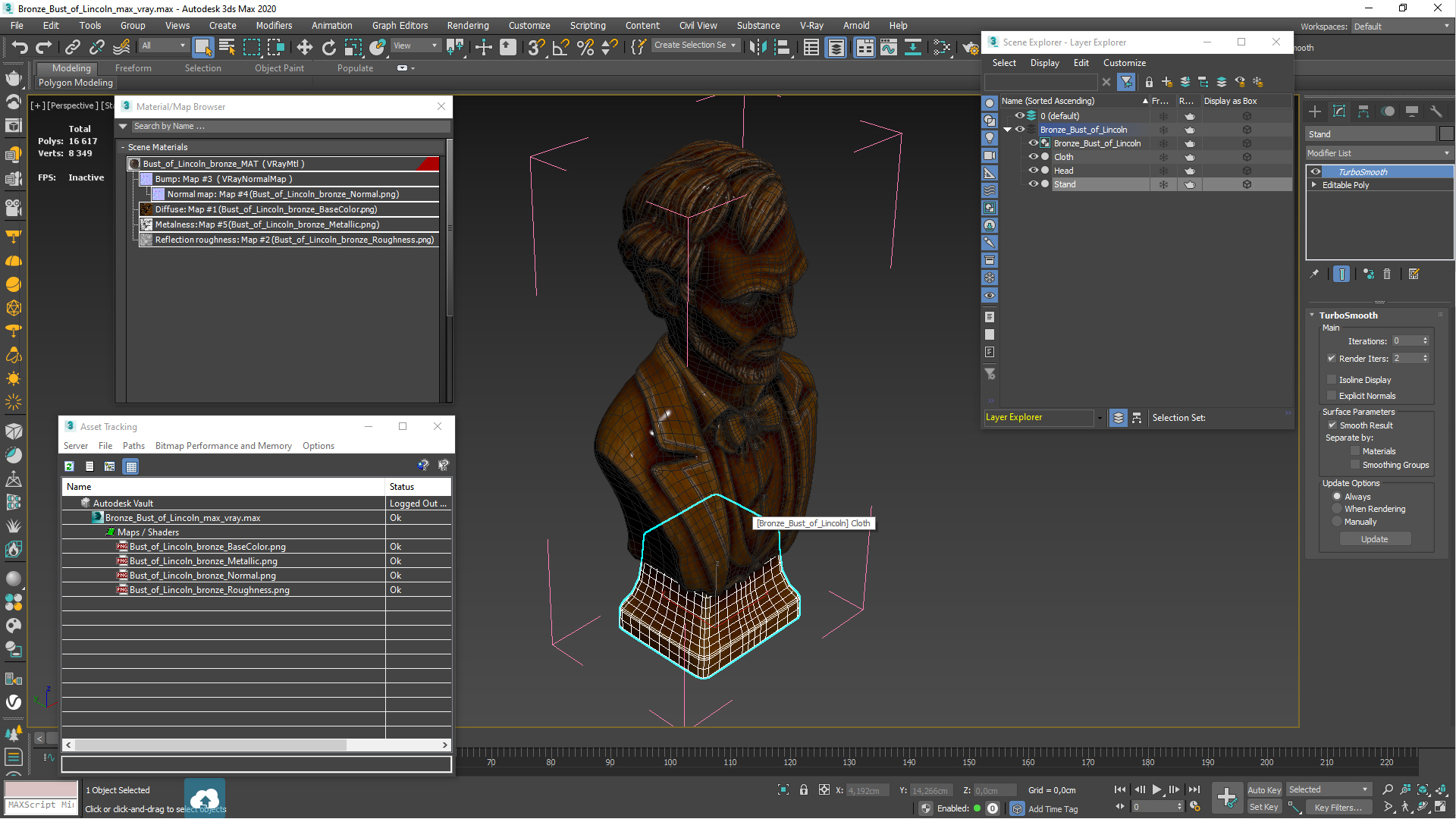 Bronze Bust of Lincoln 3D