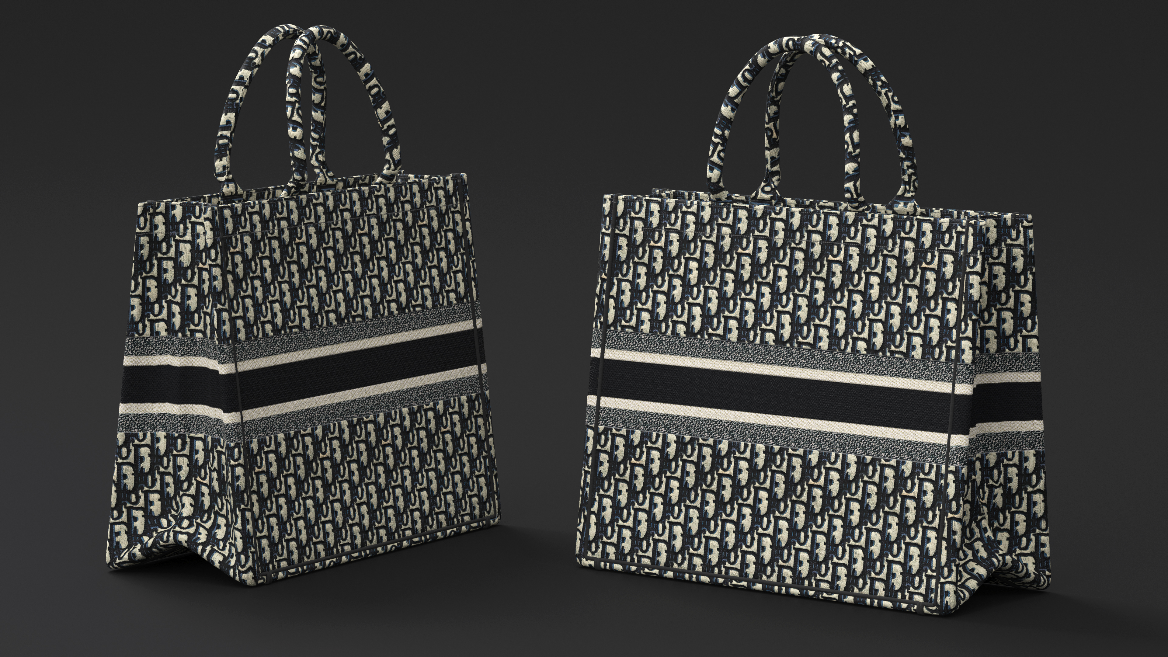 Womens Embroidery Tote Bag Beige 3D