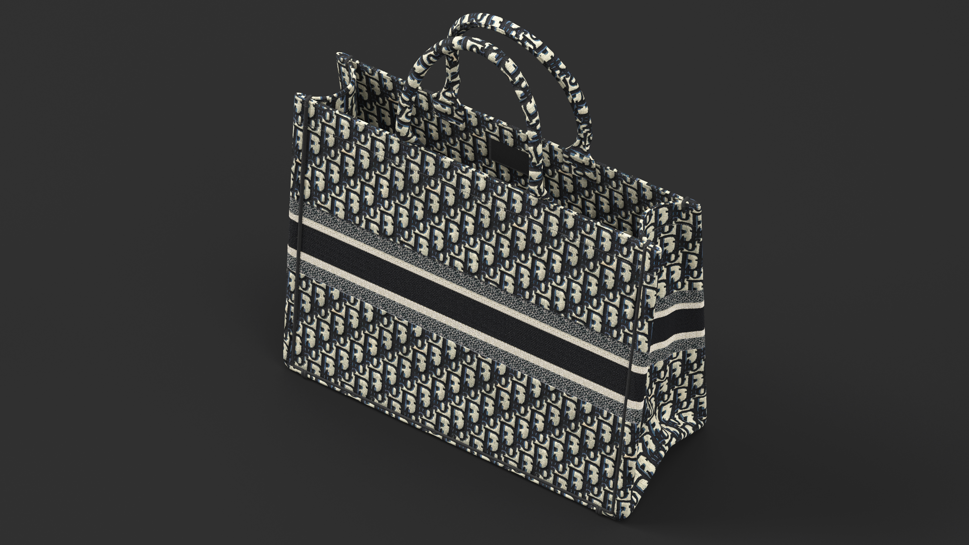 Womens Embroidery Tote Bag Beige 3D