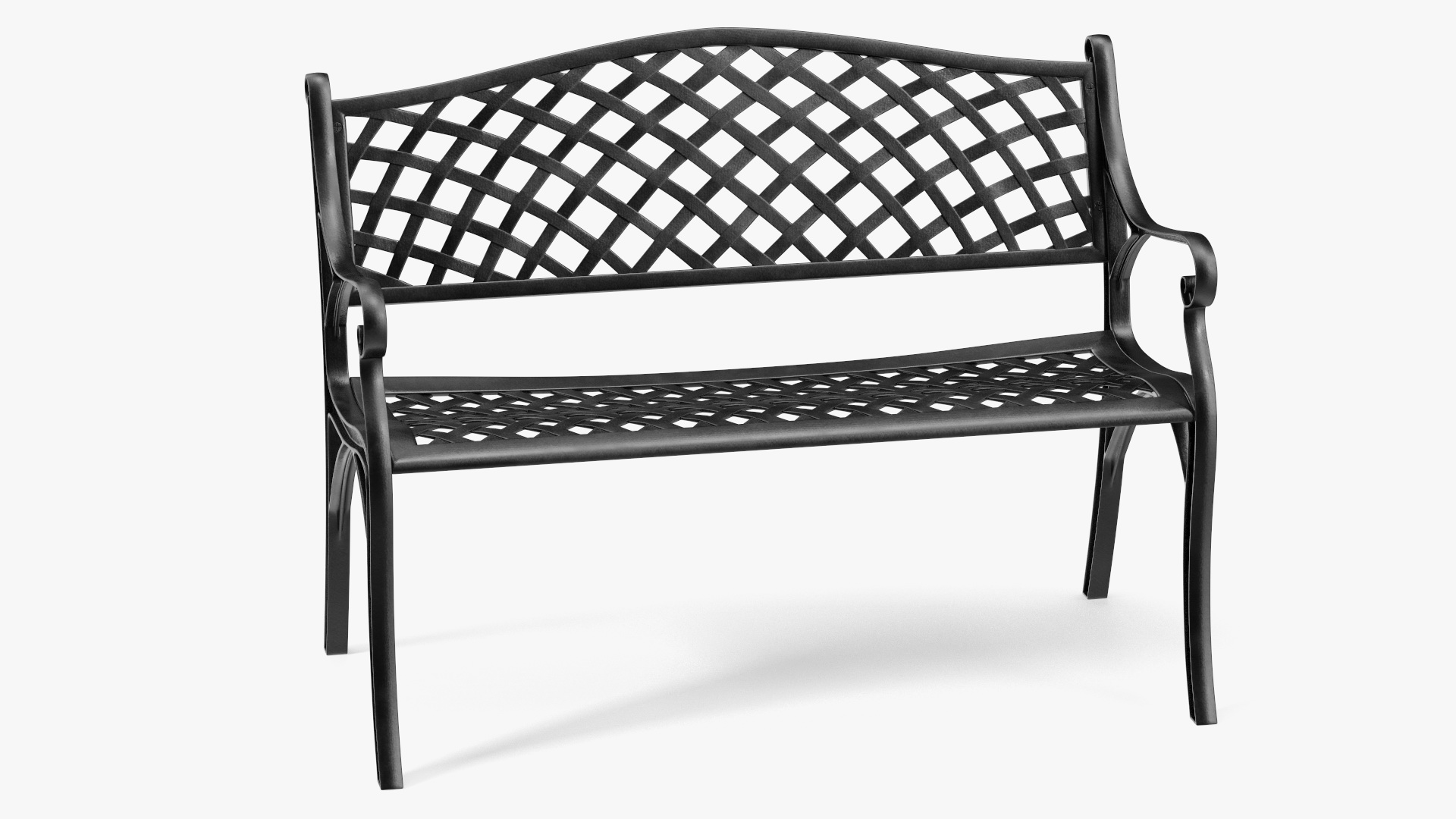 All-Weather Cast Metal Bench Black 3D model