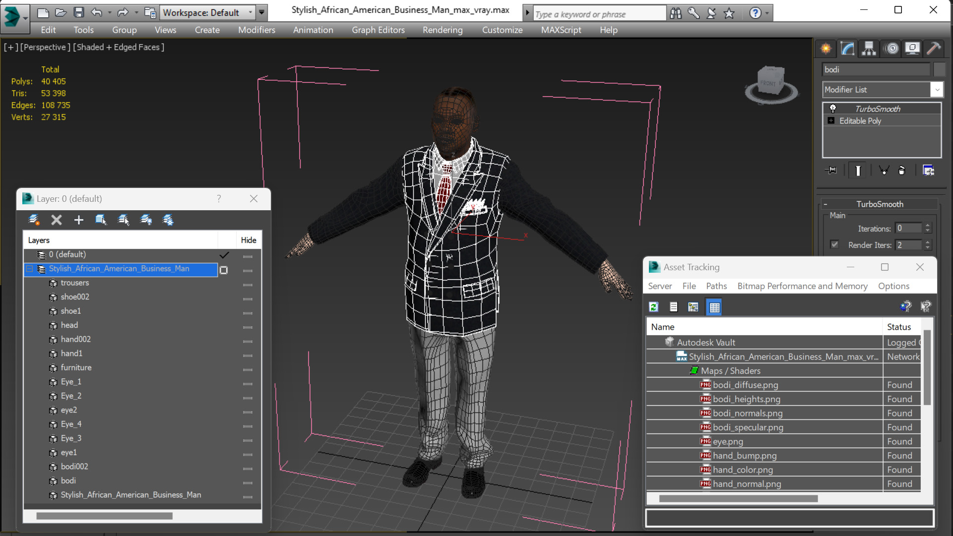Stylish African American Business Man 3D