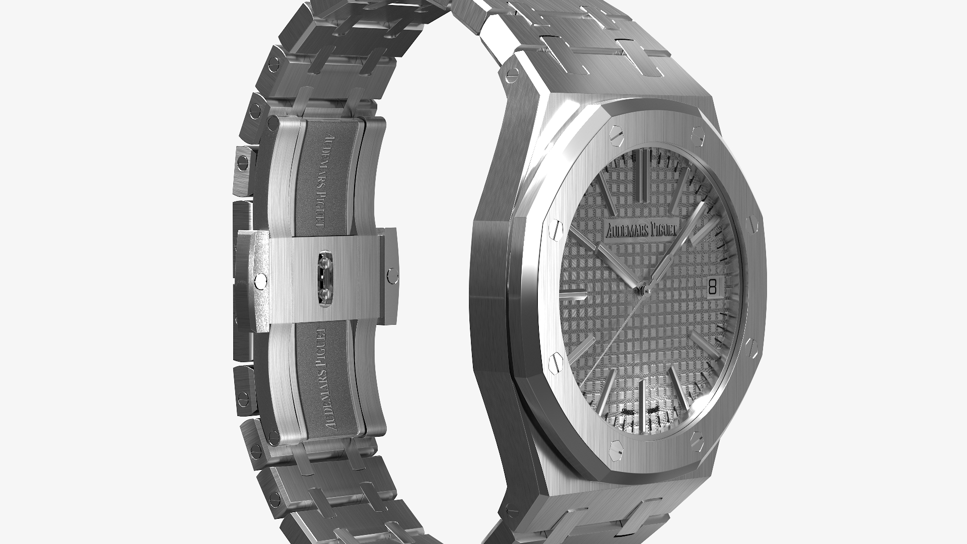 Audemars Piguet Royal Oak Silver-Toned White Gold Grande Tapisserie 3D