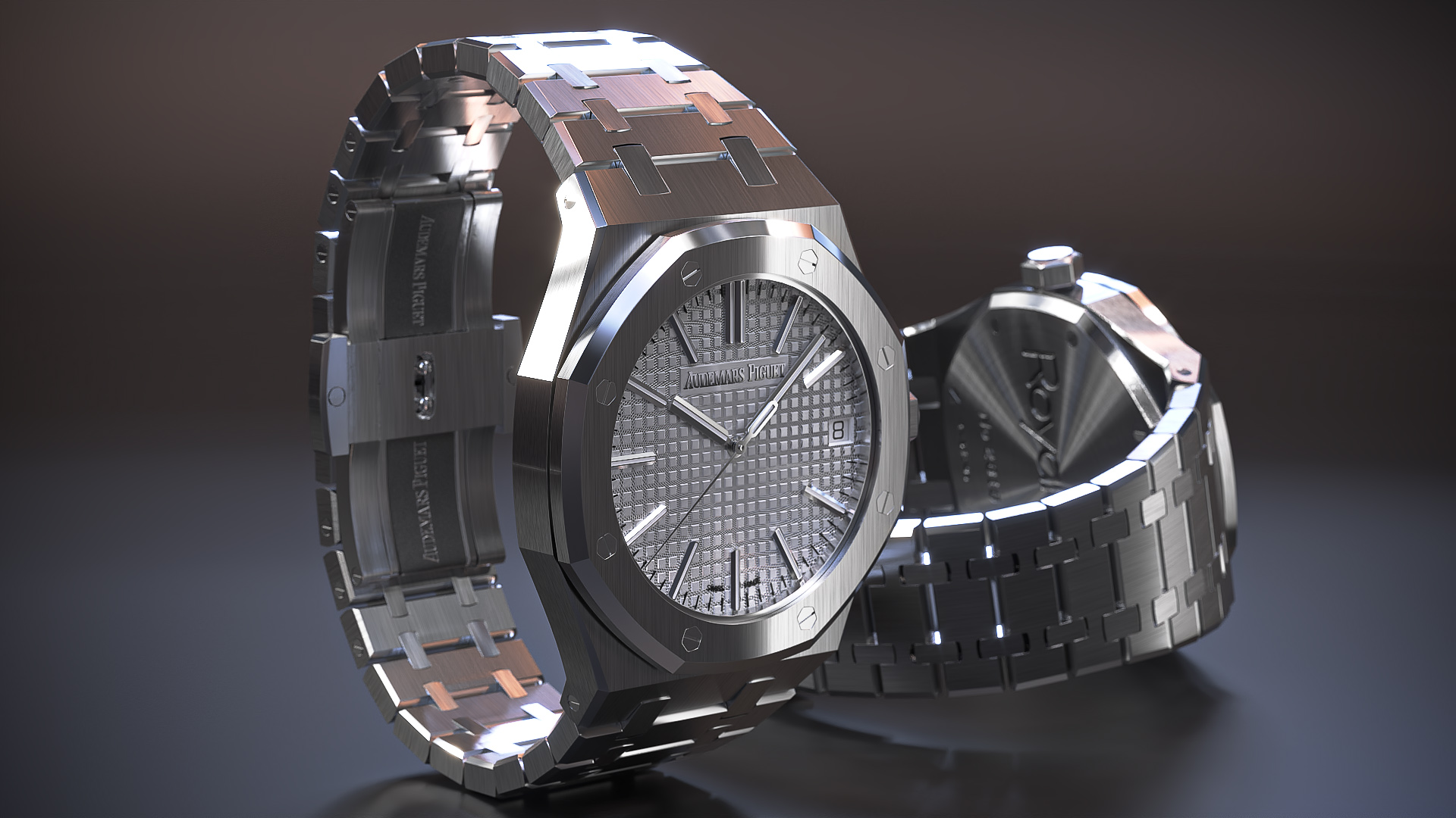 Audemars Piguet Royal Oak Silver-Toned White Gold Grande Tapisserie 3D