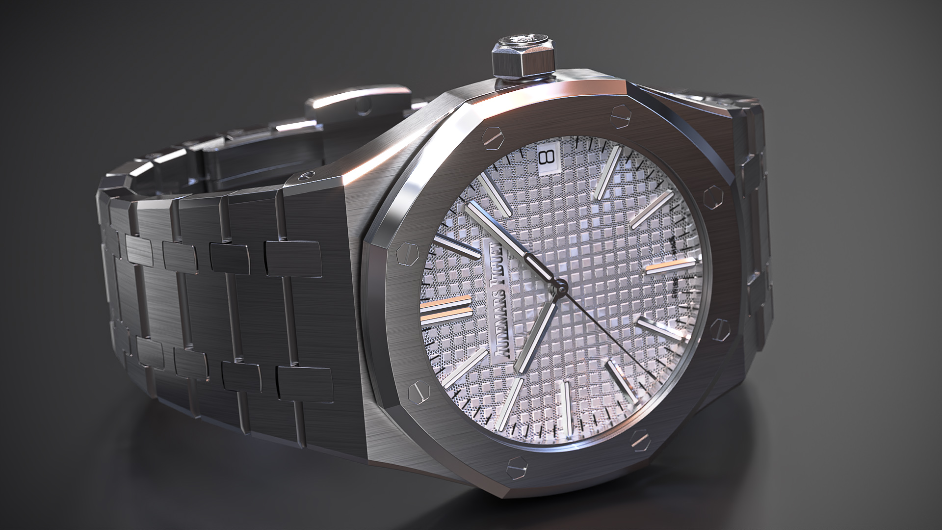 Audemars Piguet Royal Oak Silver-Toned White Gold Grande Tapisserie 3D
