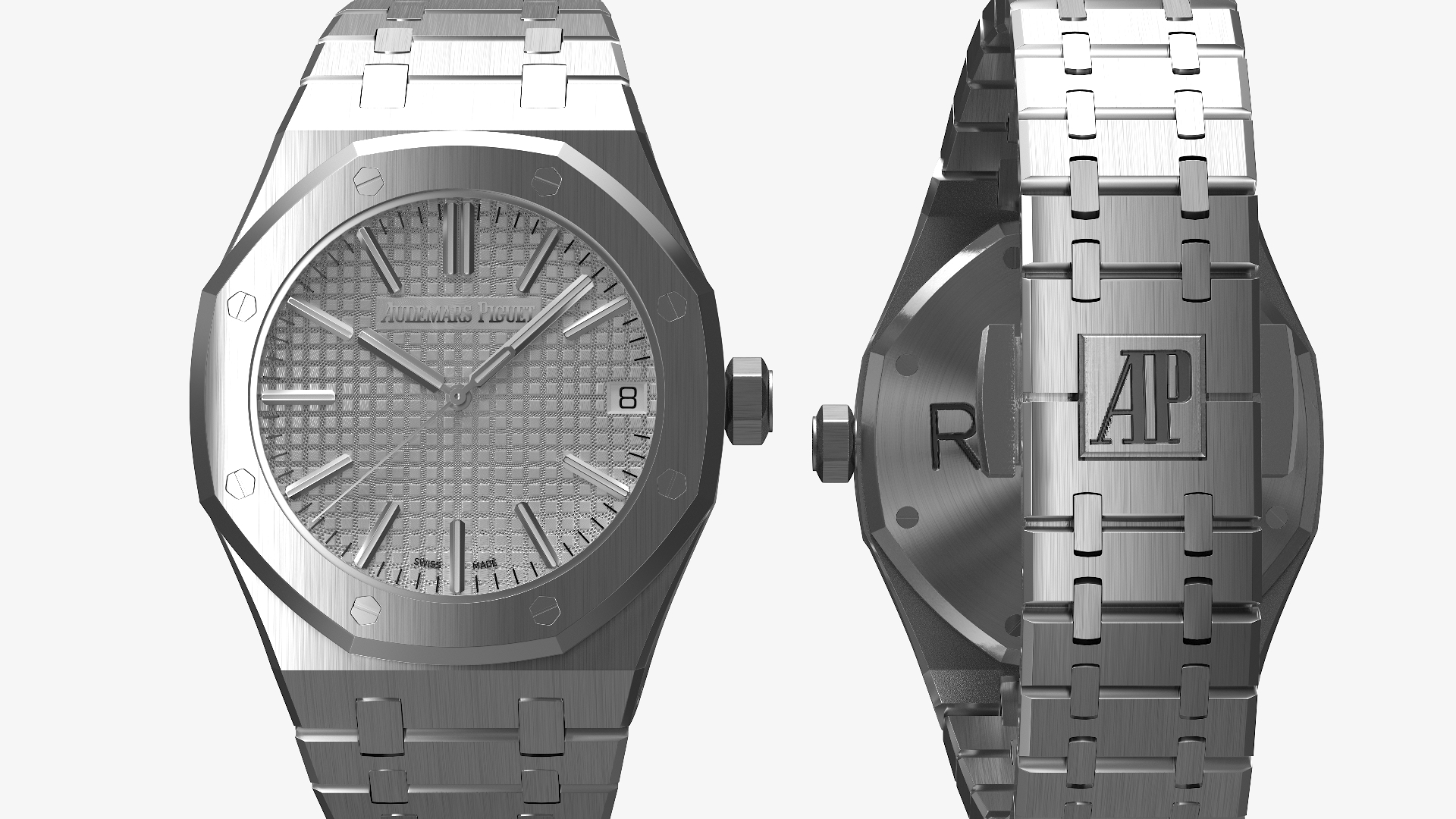 Audemars Piguet Royal Oak Silver-Toned White Gold Grande Tapisserie 3D