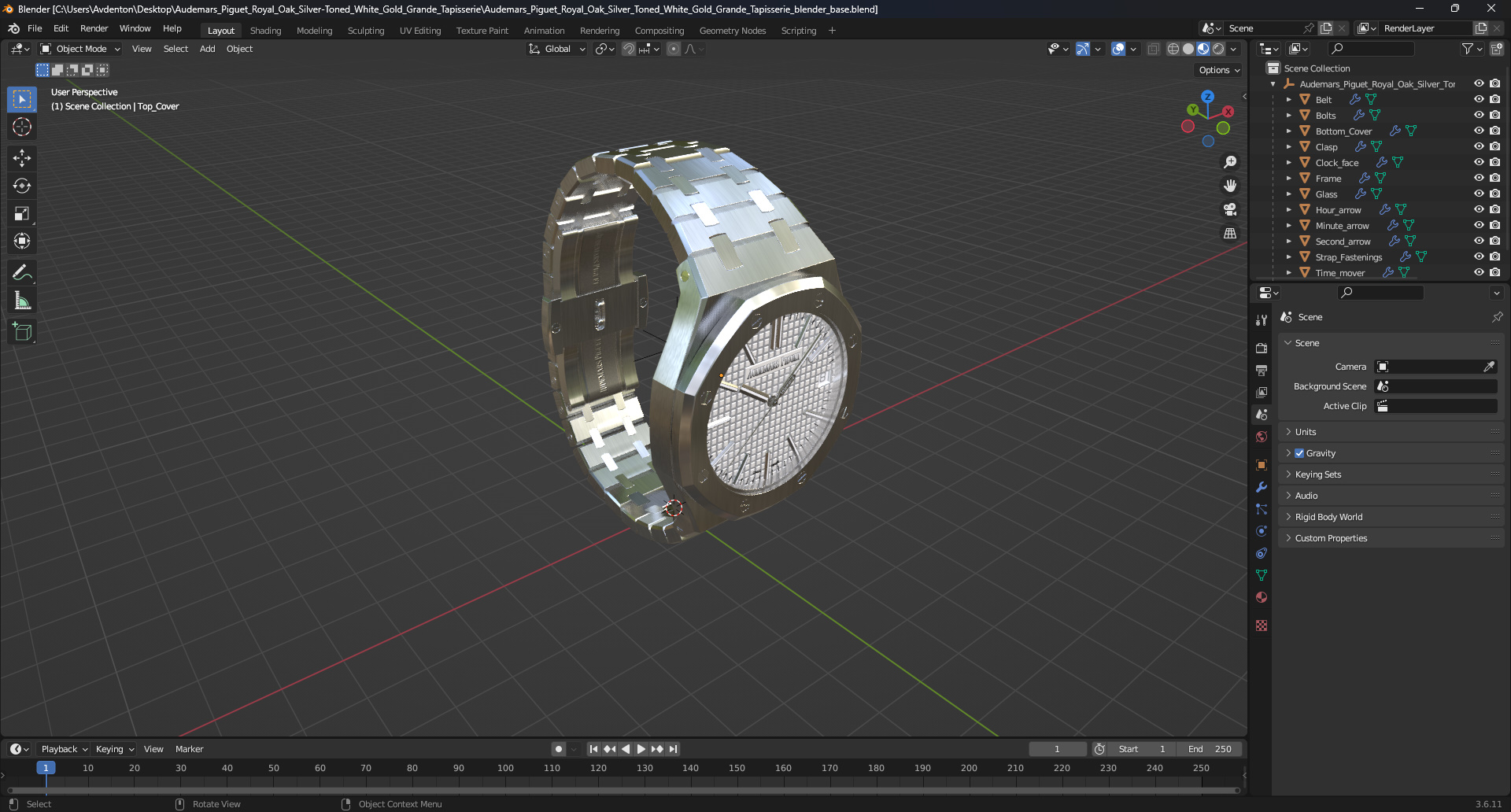 Audemars Piguet Royal Oak Silver-Toned White Gold Grande Tapisserie 3D