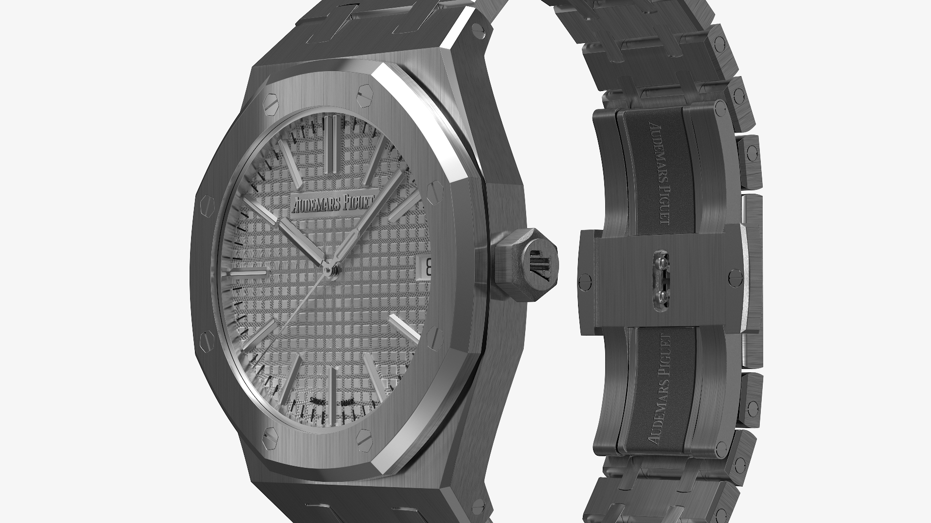Audemars Piguet Royal Oak Silver-Toned White Gold Grande Tapisserie 3D