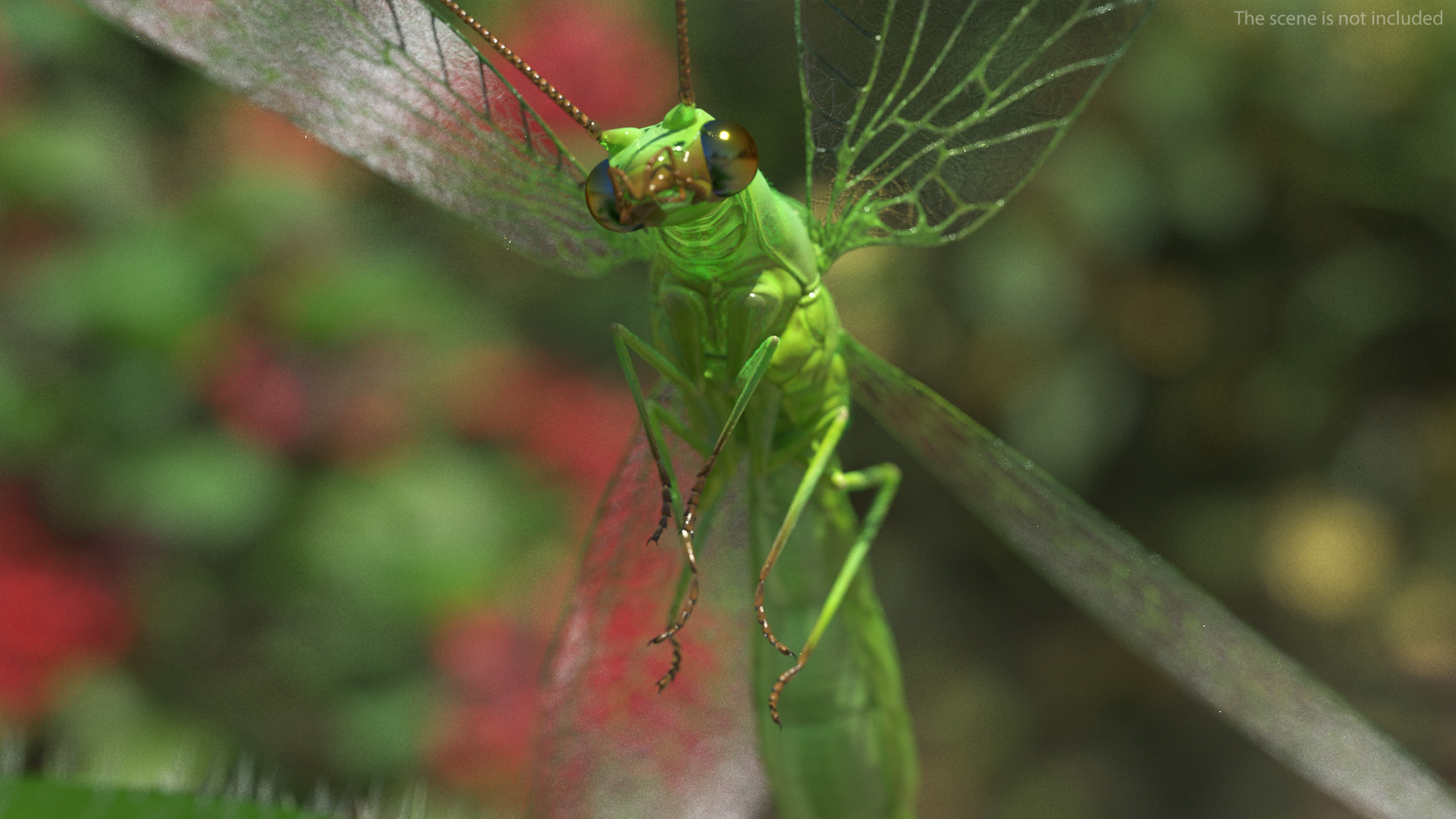 3D model Green Lacewing Fur Rigged