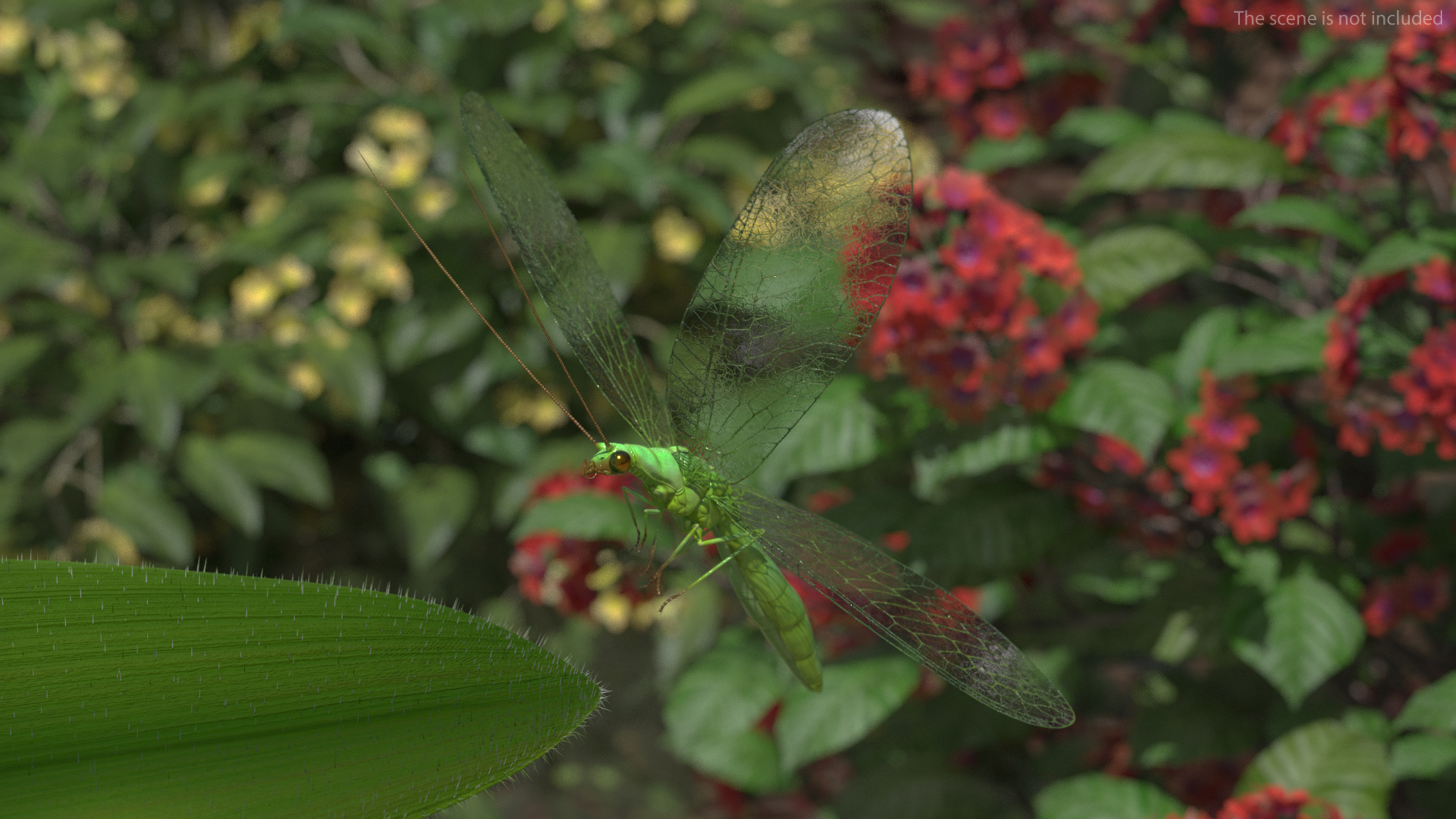 3D model Green Lacewing Fur Rigged