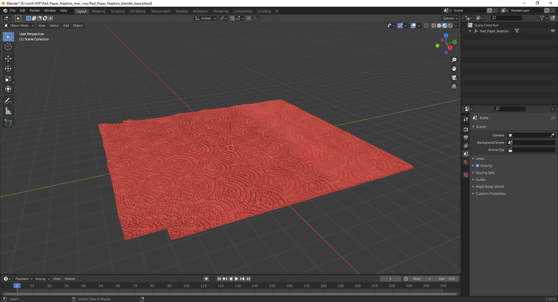 Red Paper Napkins 3D