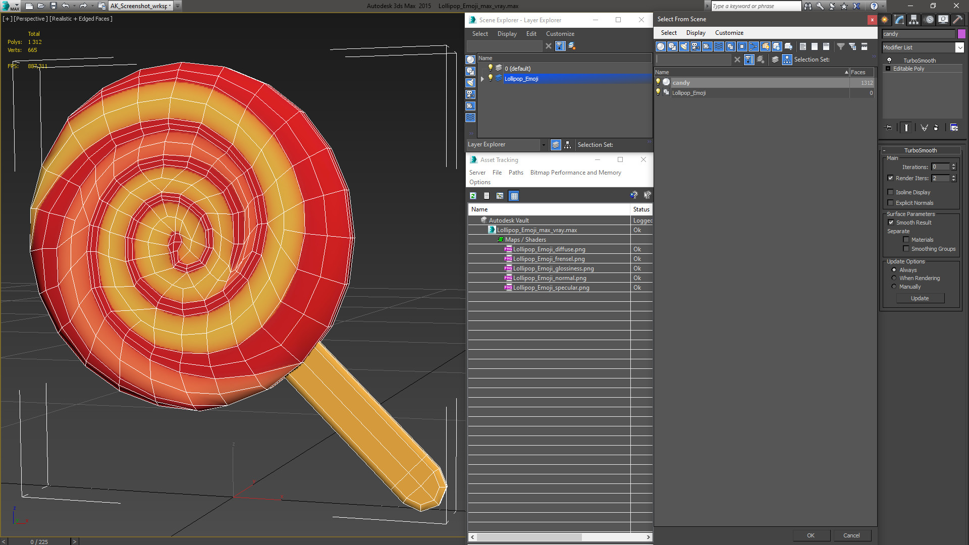 Lollipop Emoji 3D model