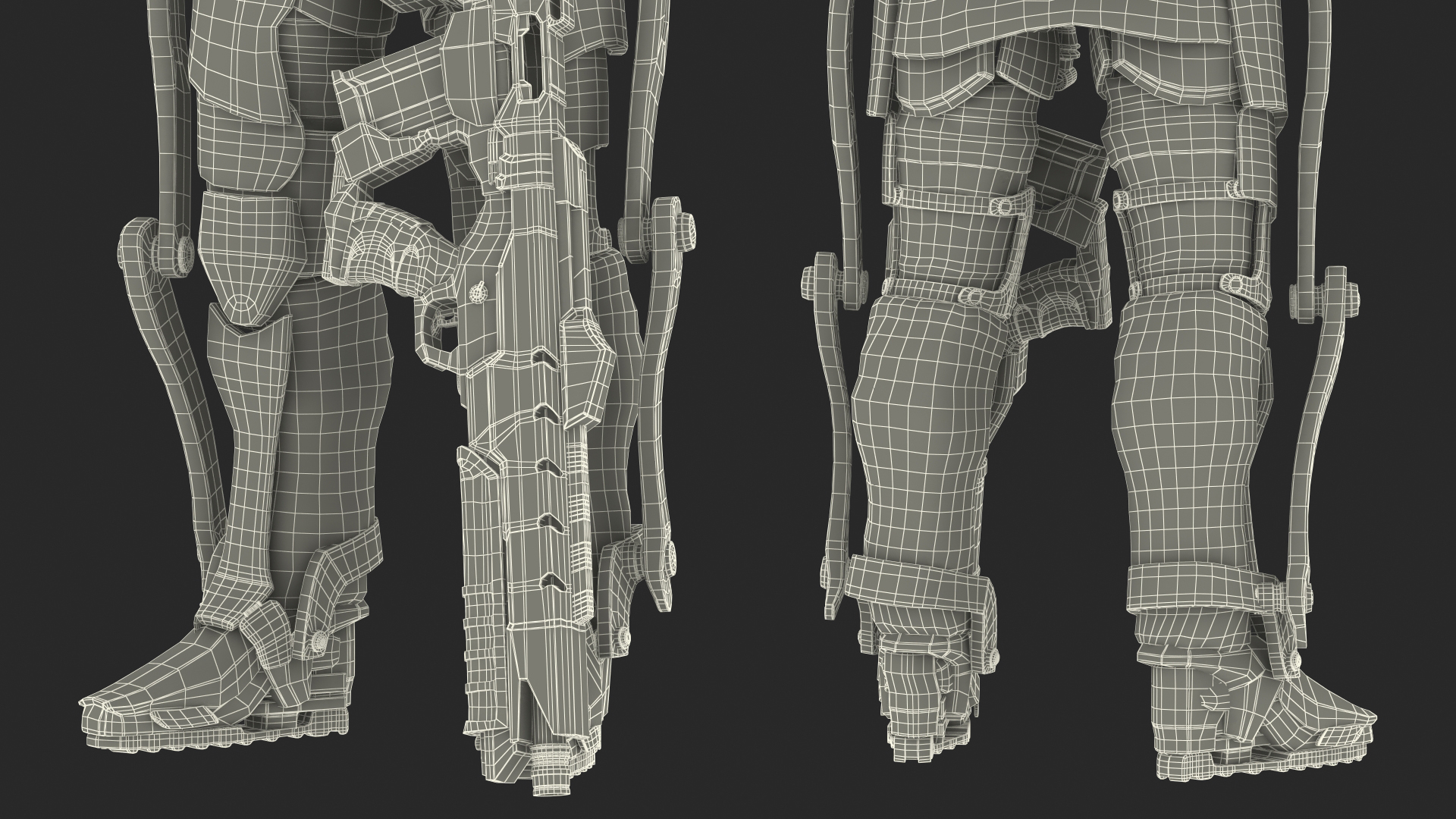3D Soldier in Futuristic Exoskeleton Idle Pose model
