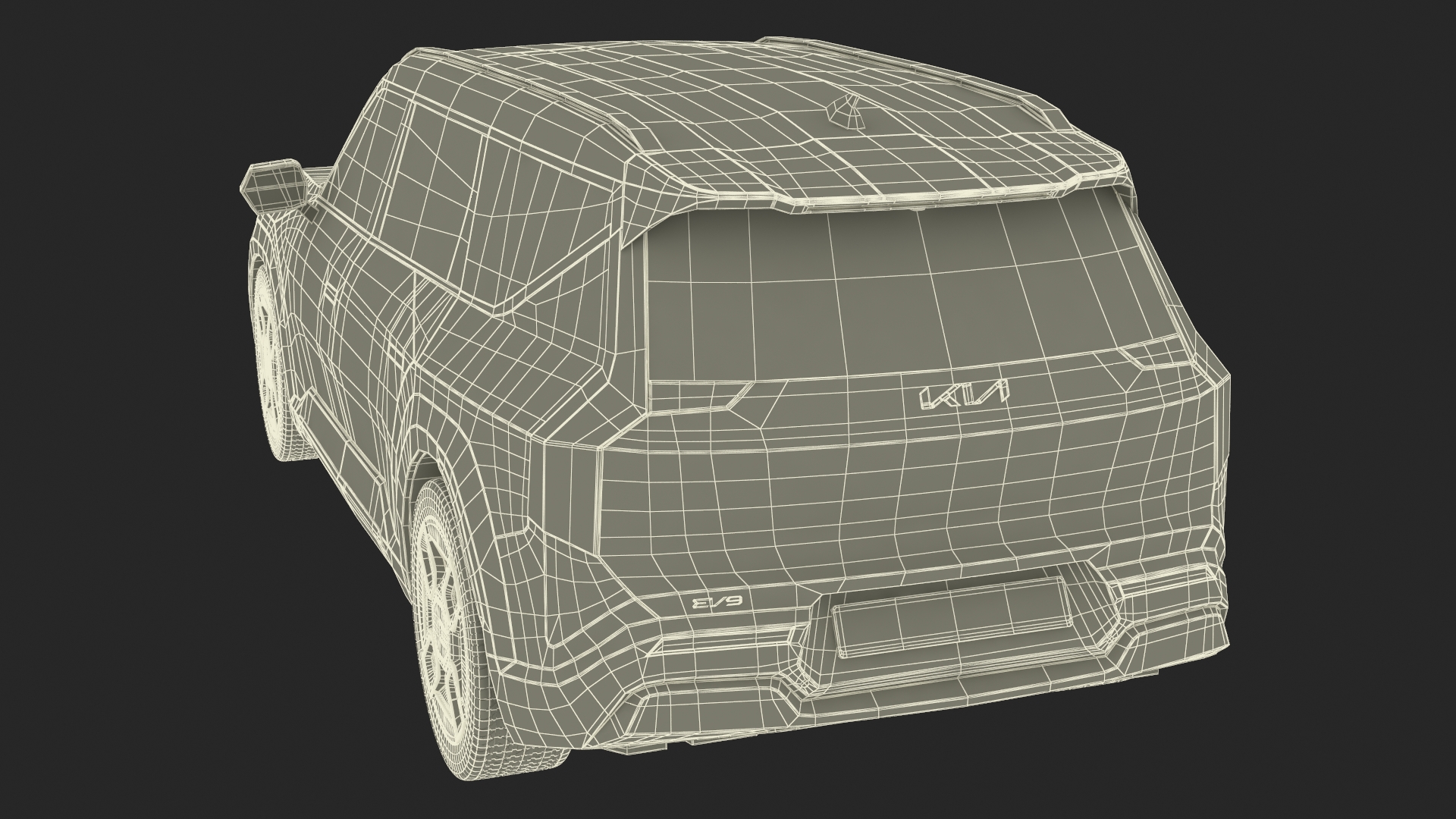 3D model KIA EV9 Luxury SUV Black Simplified