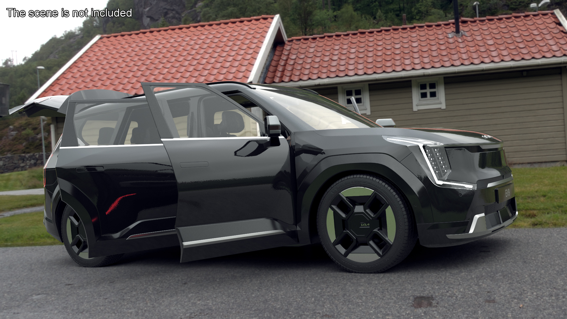 3D model KIA EV9 Luxury SUV Black Simplified