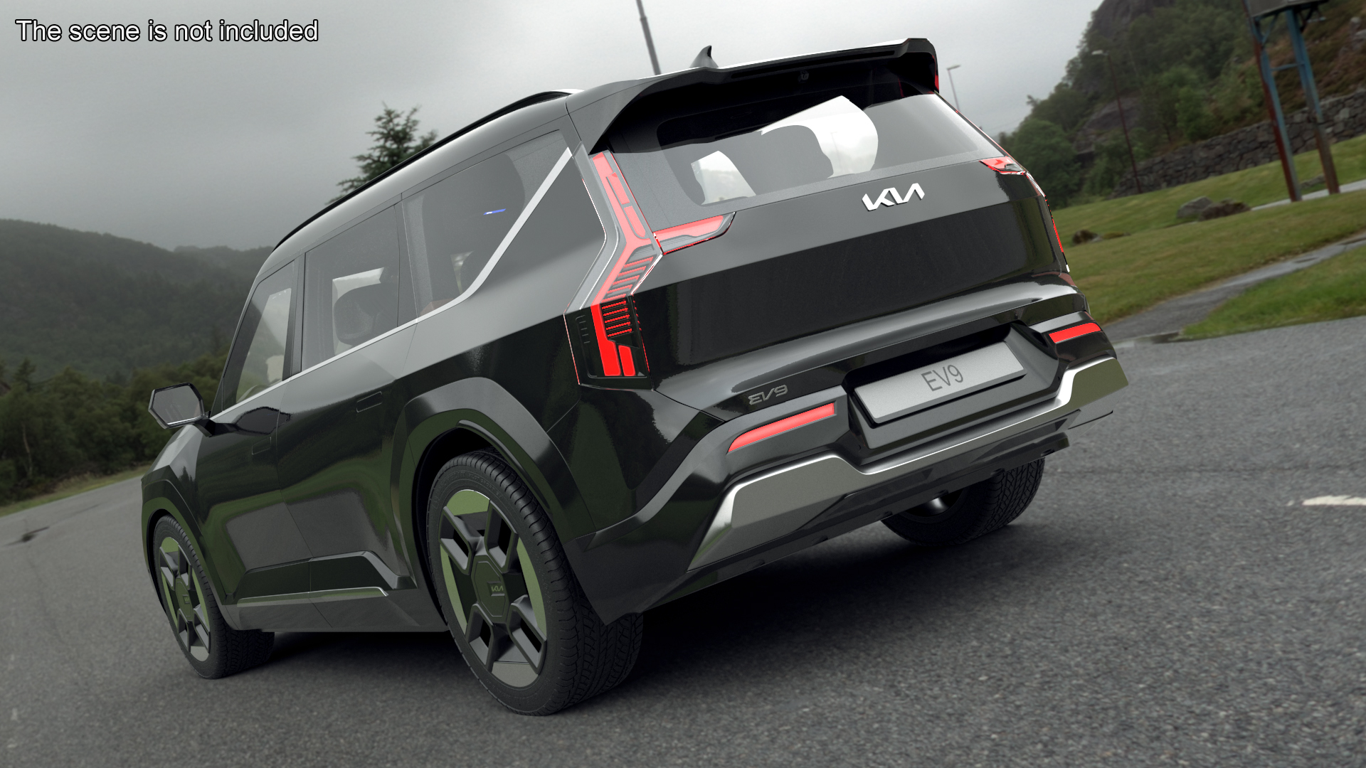 3D model KIA EV9 Luxury SUV Black Simplified