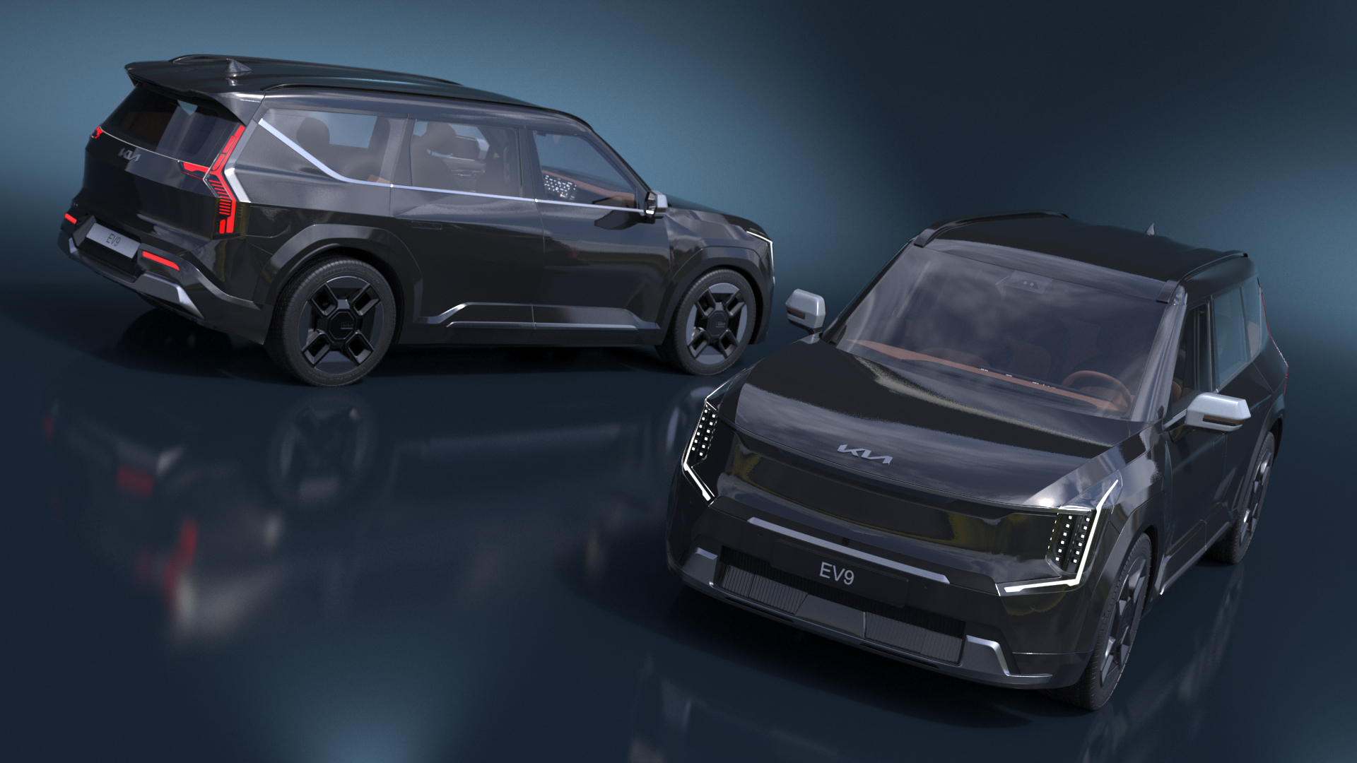 3D model KIA EV9 Luxury SUV Black Simplified