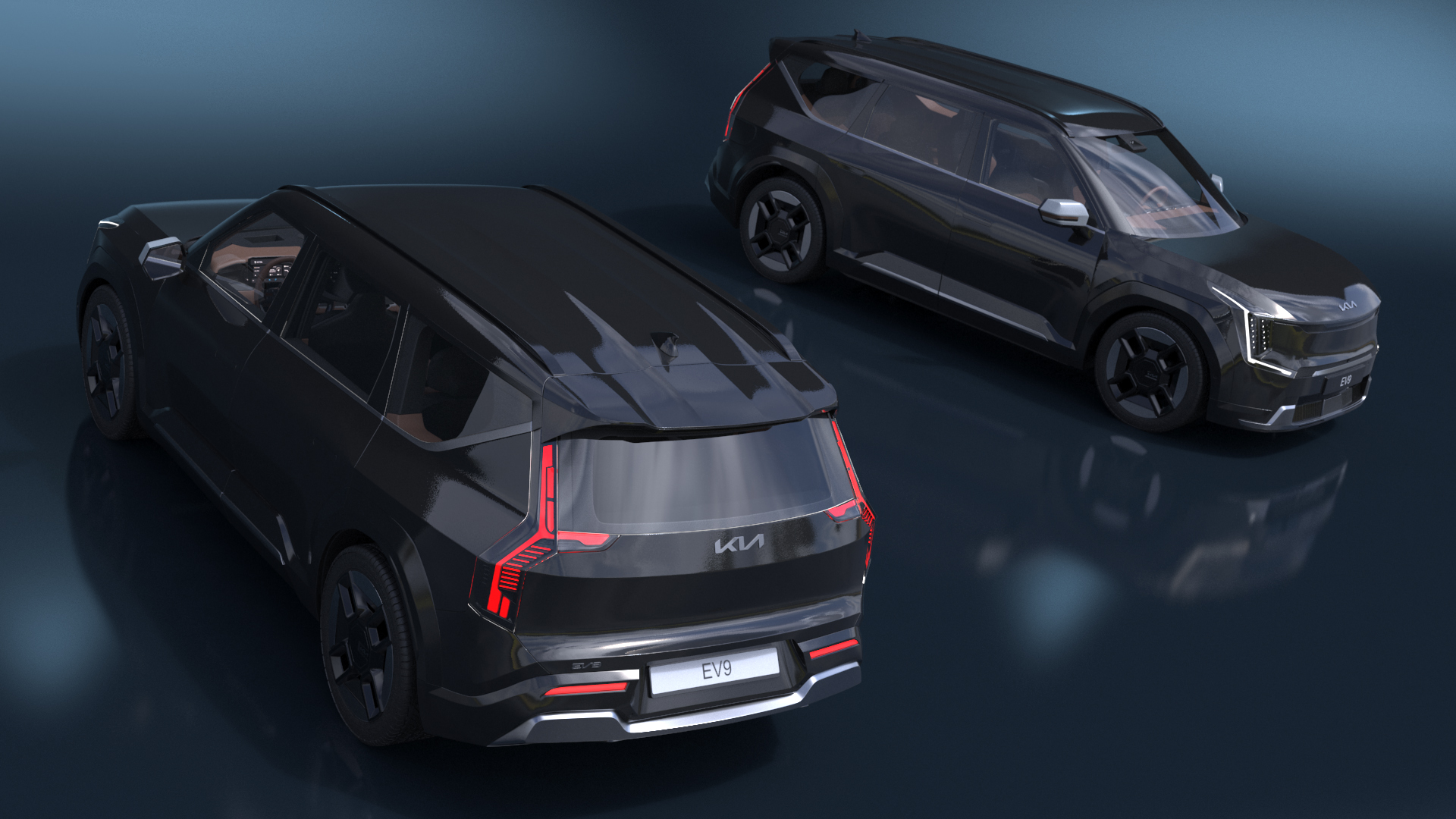 3D model KIA EV9 Luxury SUV Black Simplified