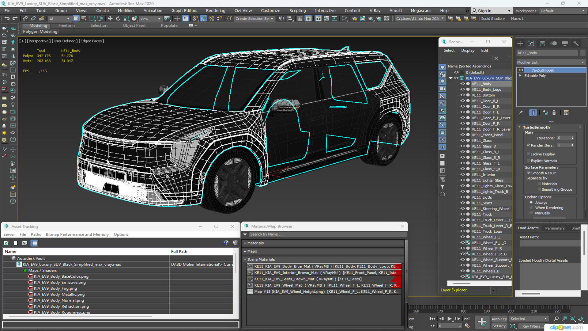 3D model KIA EV9 Luxury SUV Black Simplified