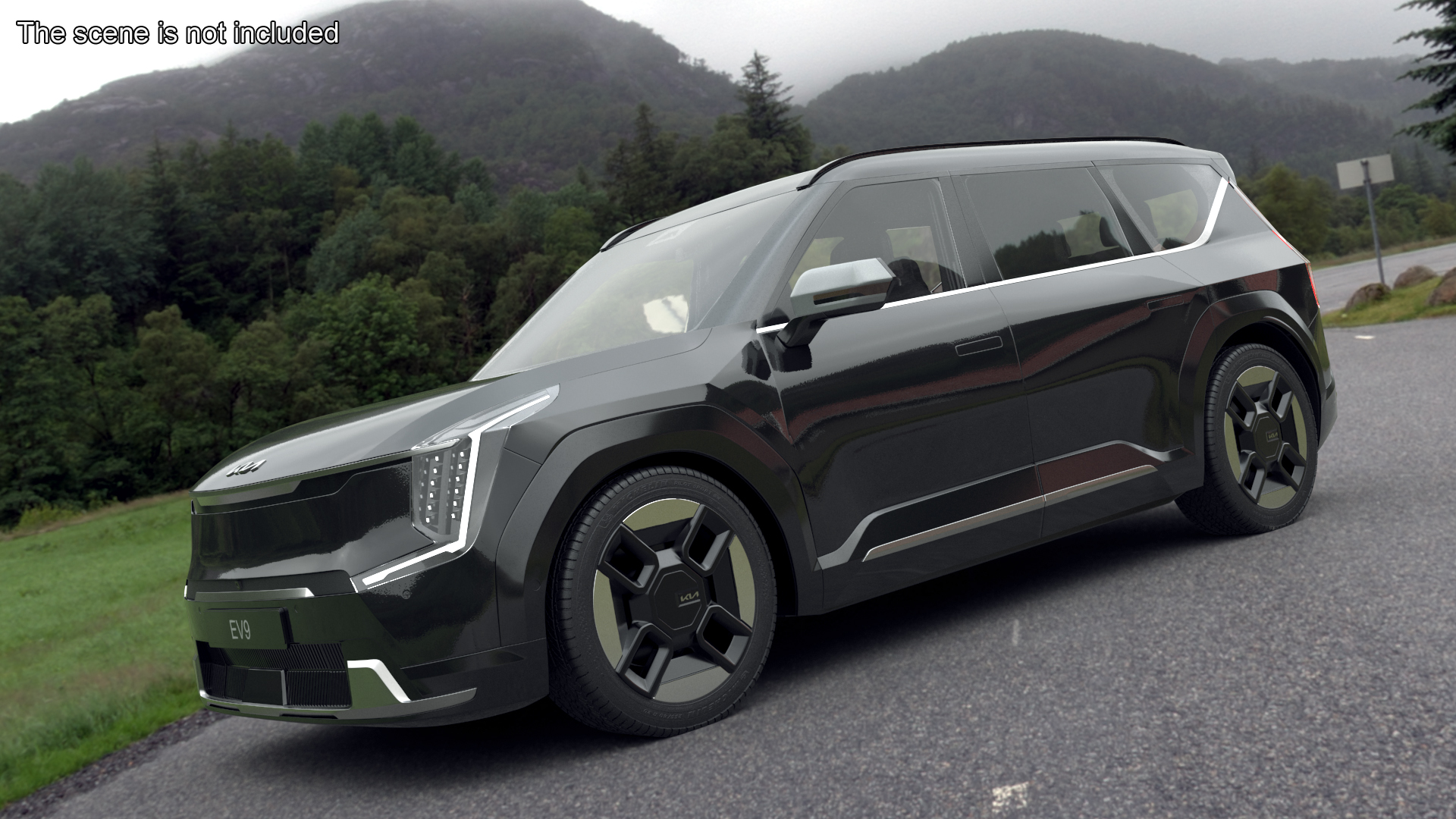 3D model KIA EV9 Luxury SUV Black Simplified