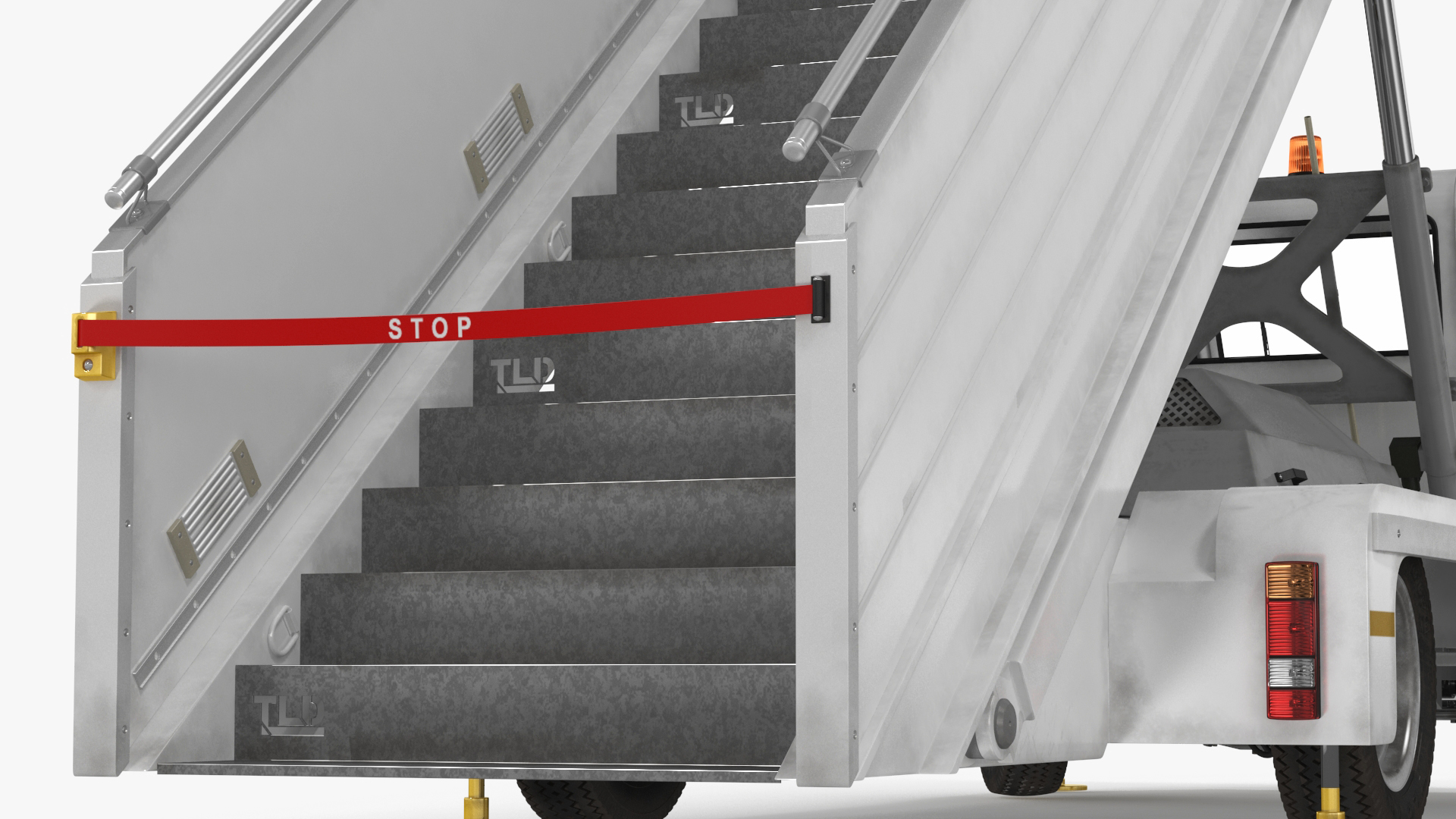 3D Airbus Delta with Passenger Boarding Stairs Car Rigged for Cinema 4D model