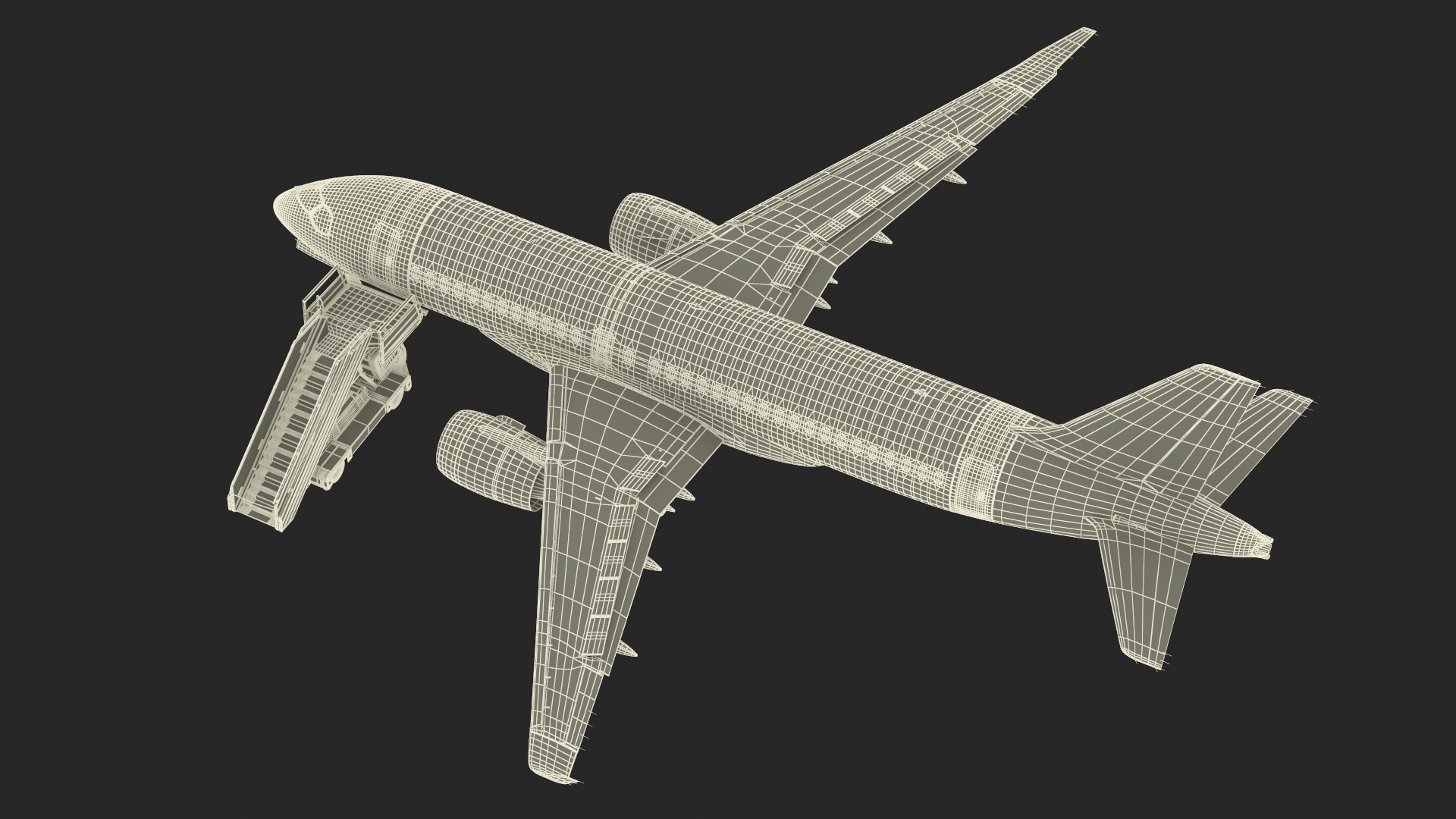 3D Airbus Delta with Passenger Boarding Stairs Car Rigged for Cinema 4D model