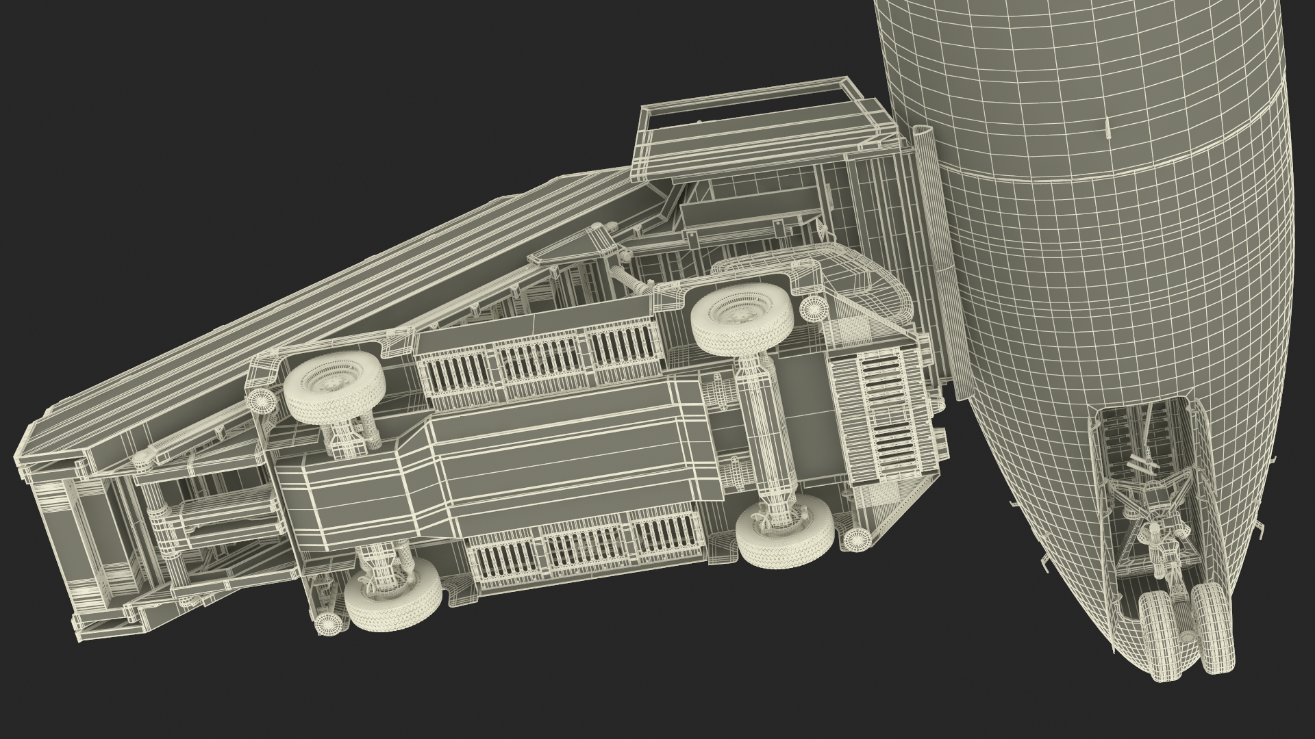 3D Airbus Delta with Passenger Boarding Stairs Car Rigged for Cinema 4D model