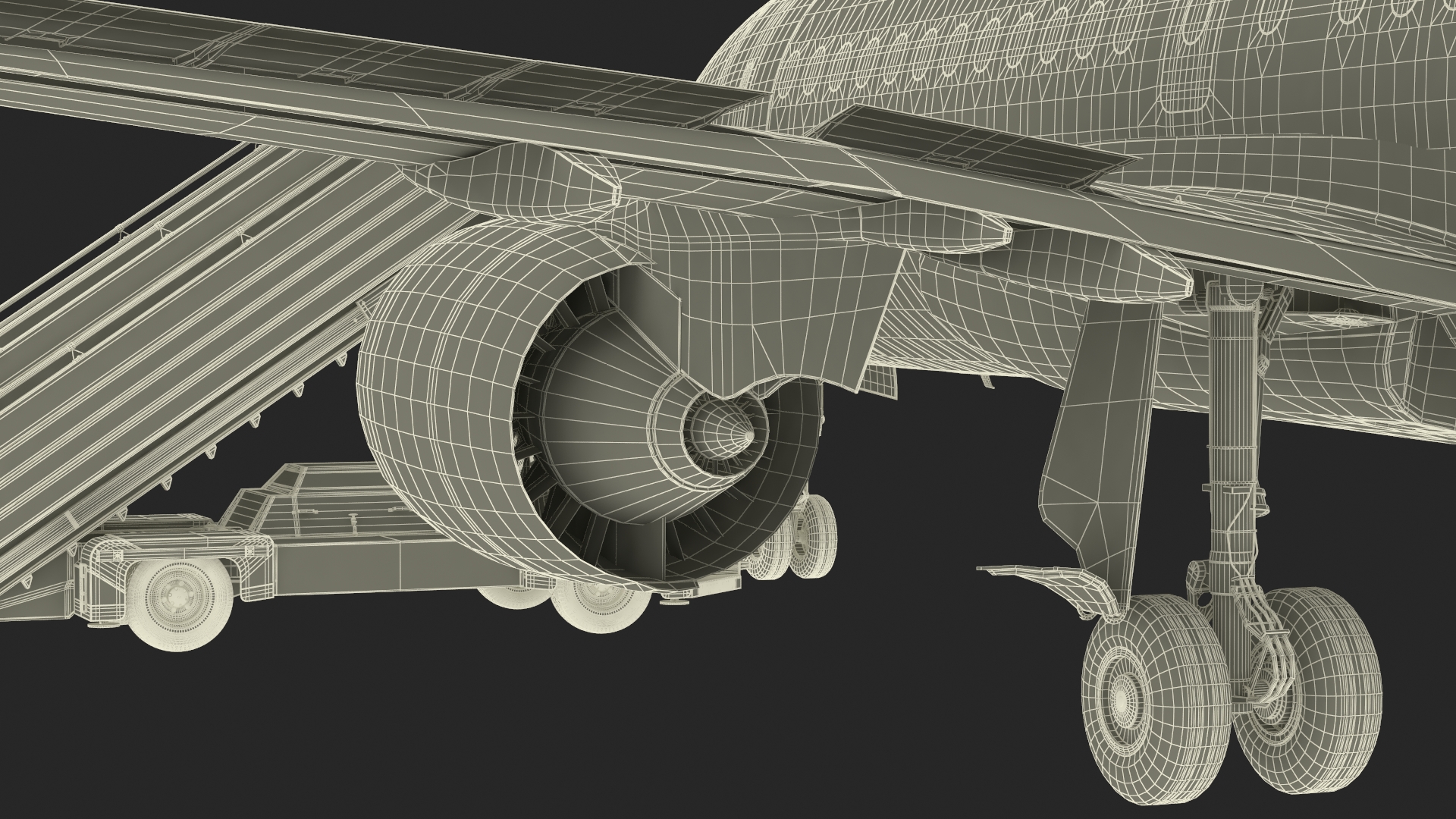 3D Airbus Delta with Passenger Boarding Stairs Car Rigged for Cinema 4D model