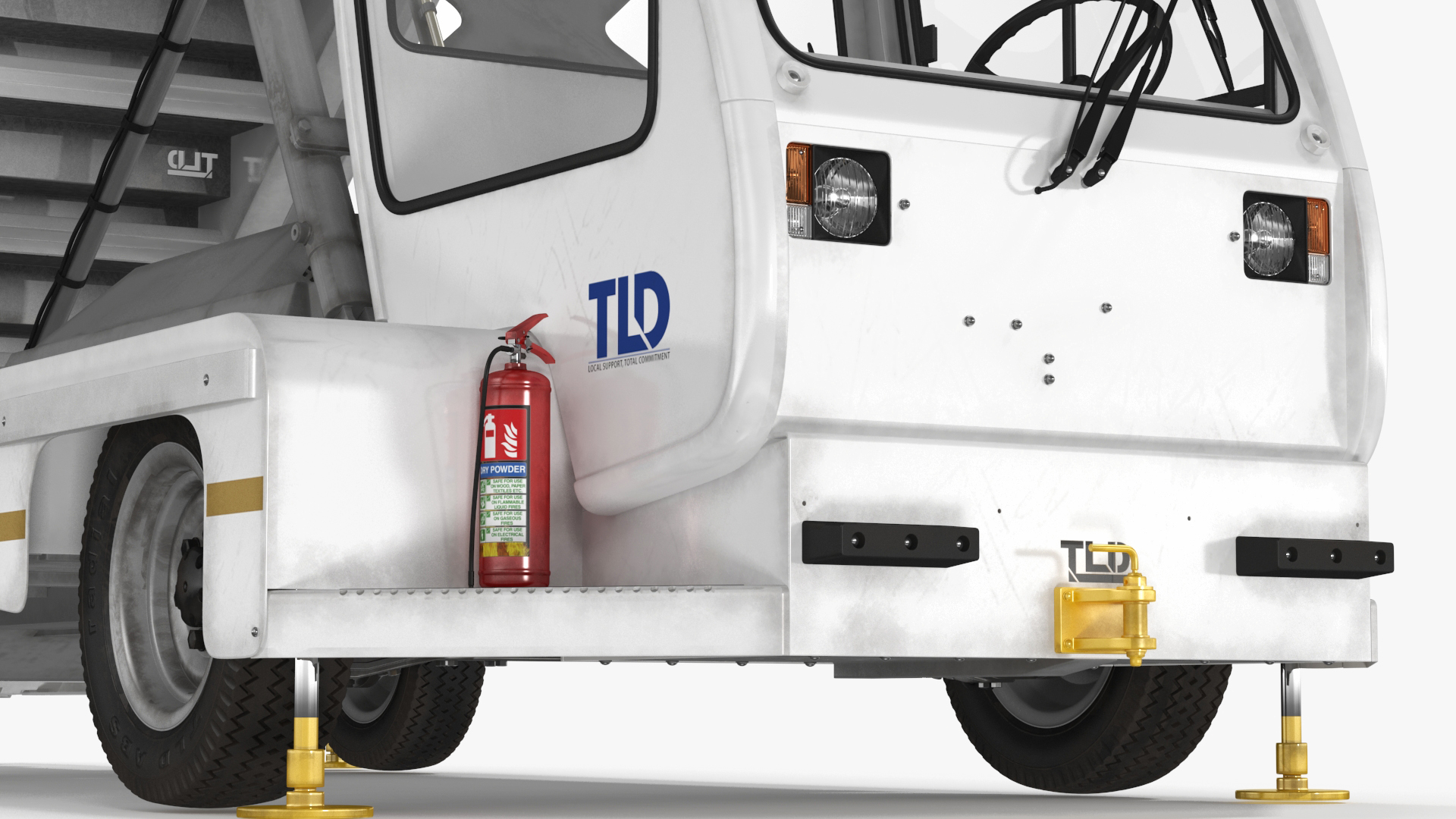 3D Airbus Delta with Passenger Boarding Stairs Car Rigged for Cinema 4D model