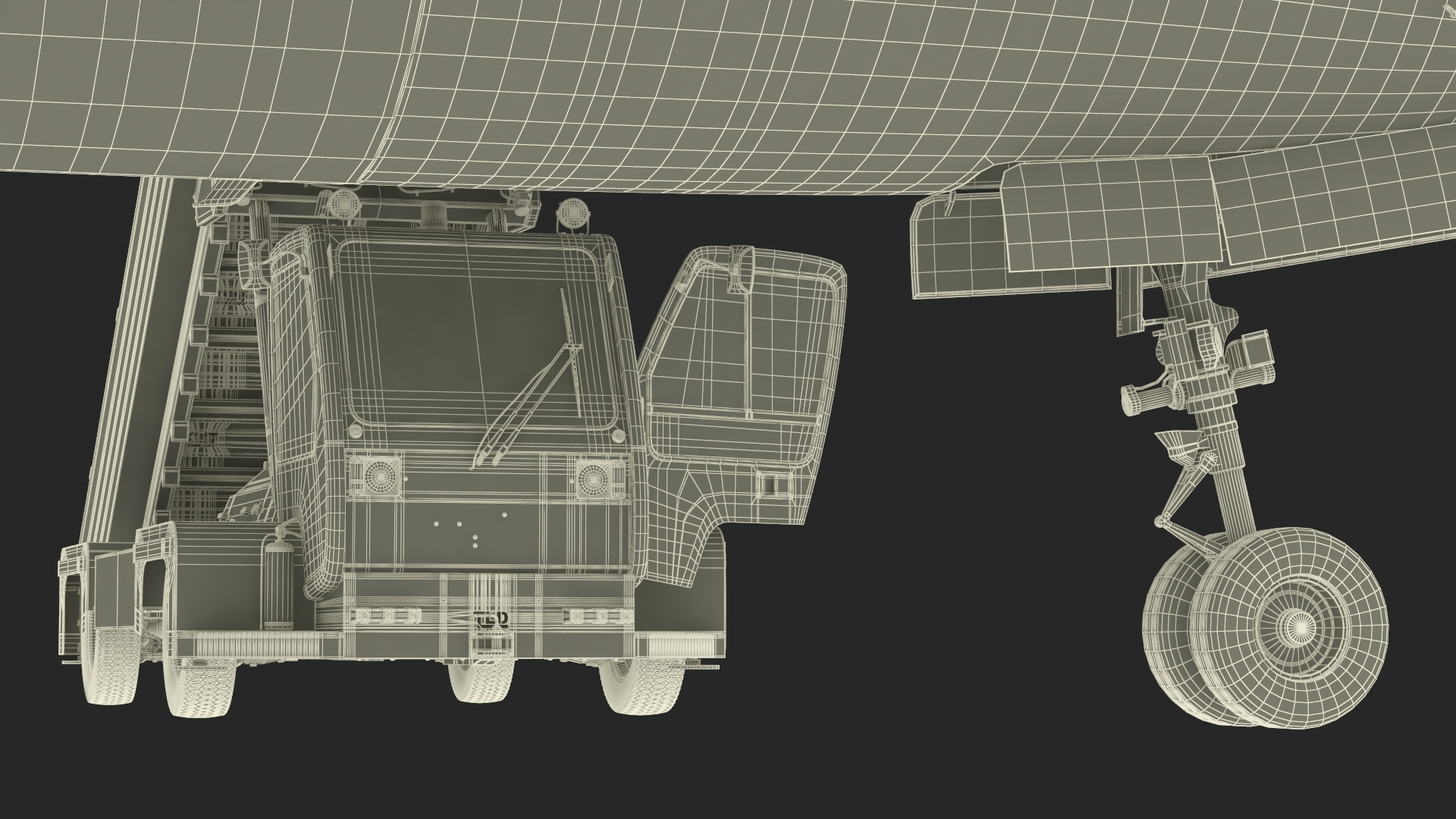 3D Airbus Delta with Passenger Boarding Stairs Car Rigged for Cinema 4D model