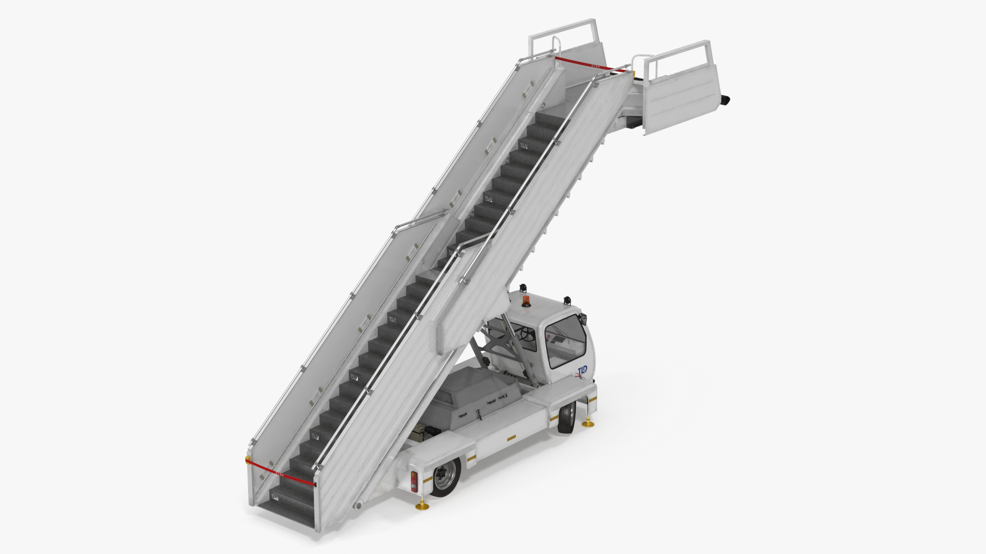3D Airbus Delta with Passenger Boarding Stairs Car Rigged for Cinema 4D model