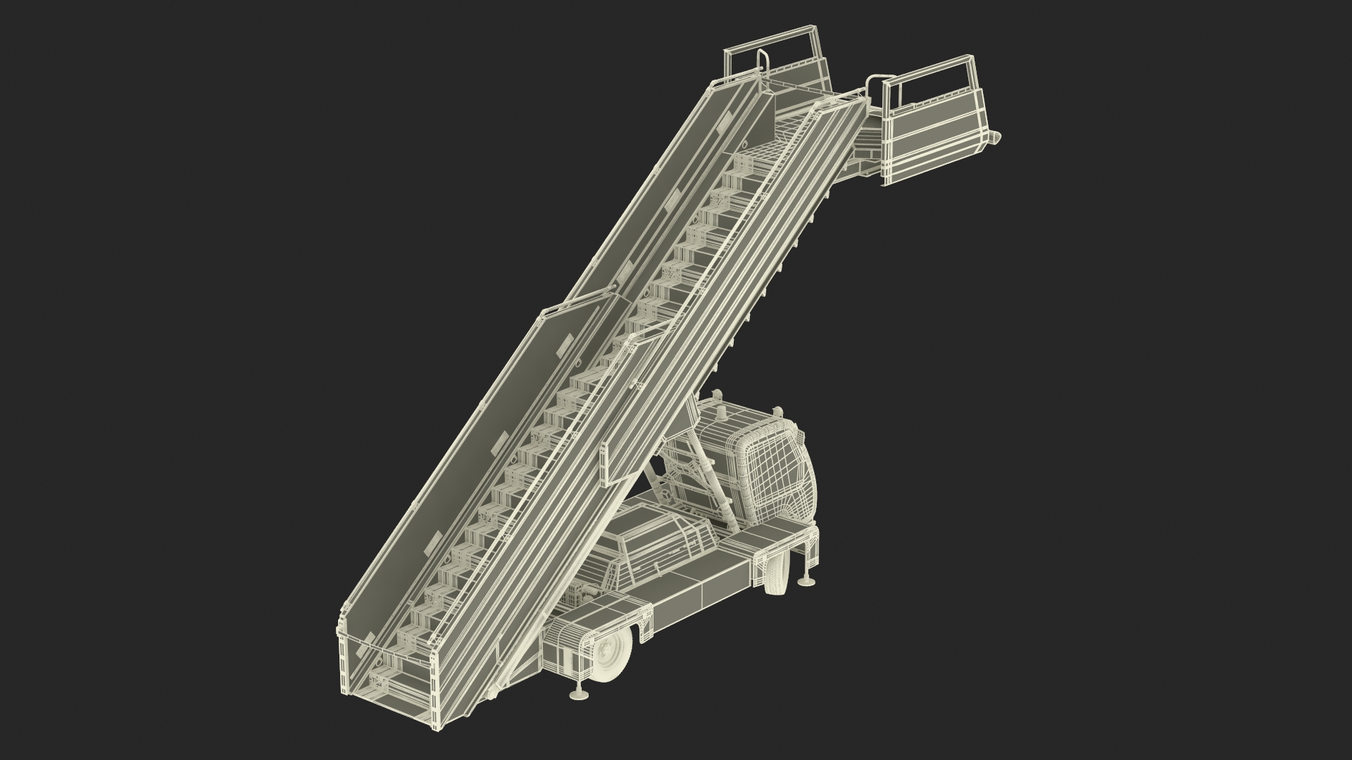 3D Airbus Delta with Passenger Boarding Stairs Car Rigged for Cinema 4D model