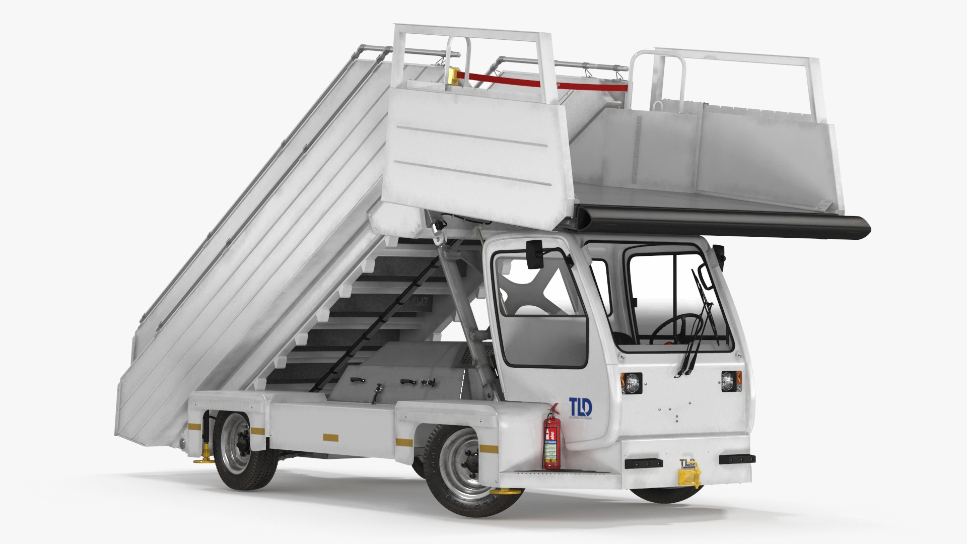 3D Airbus Delta with Passenger Boarding Stairs Car Rigged for Cinema 4D model