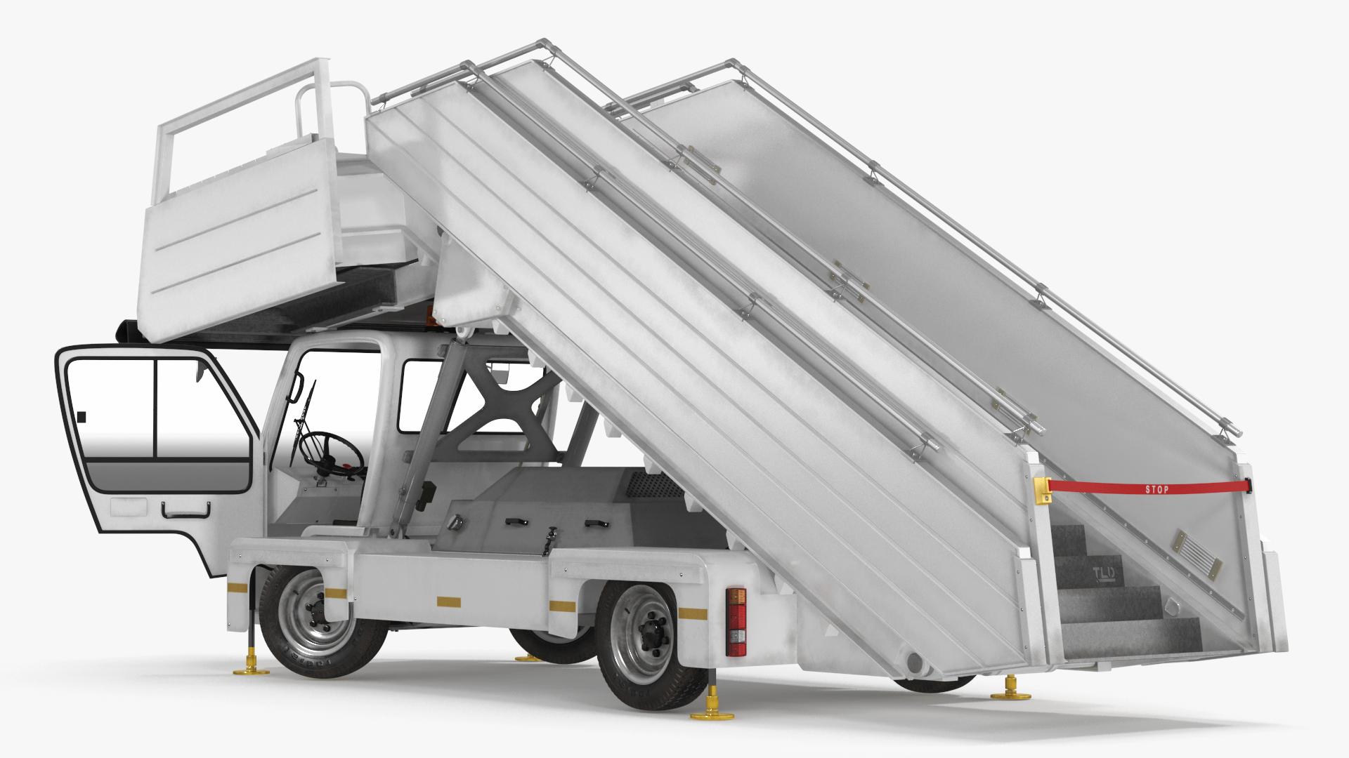 3D Airbus Delta with Passenger Boarding Stairs Car Rigged for Cinema 4D model