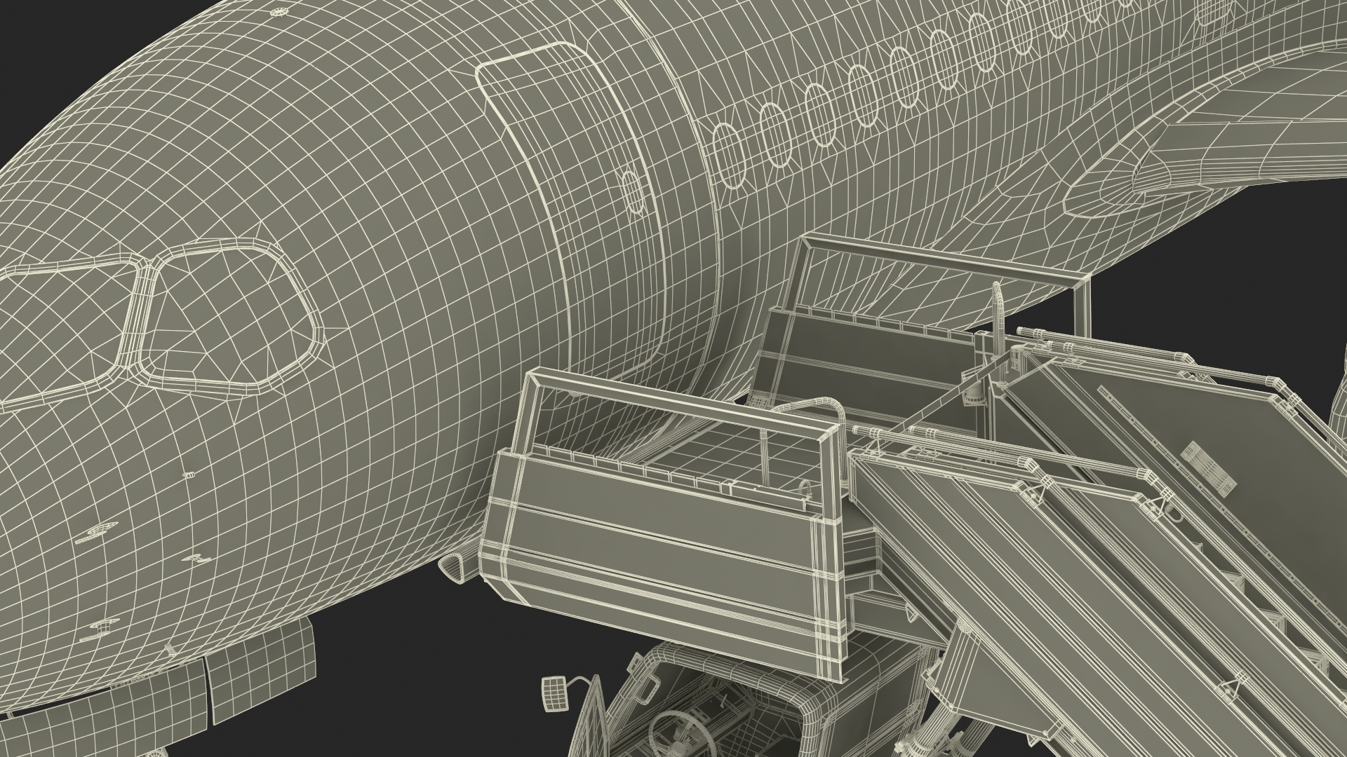 3D Airbus Delta with Passenger Boarding Stairs Car Rigged for Cinema 4D model