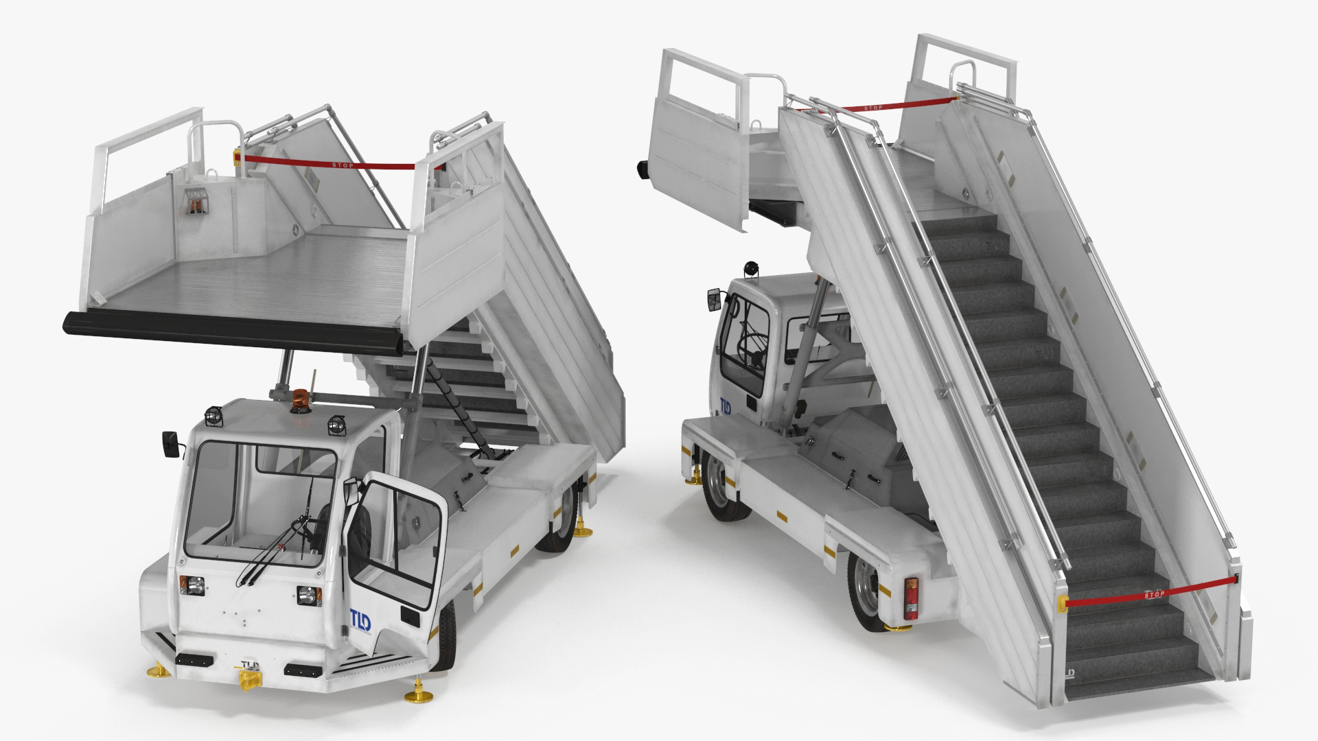 3D Airbus Delta with Passenger Boarding Stairs Car Rigged for Cinema 4D model