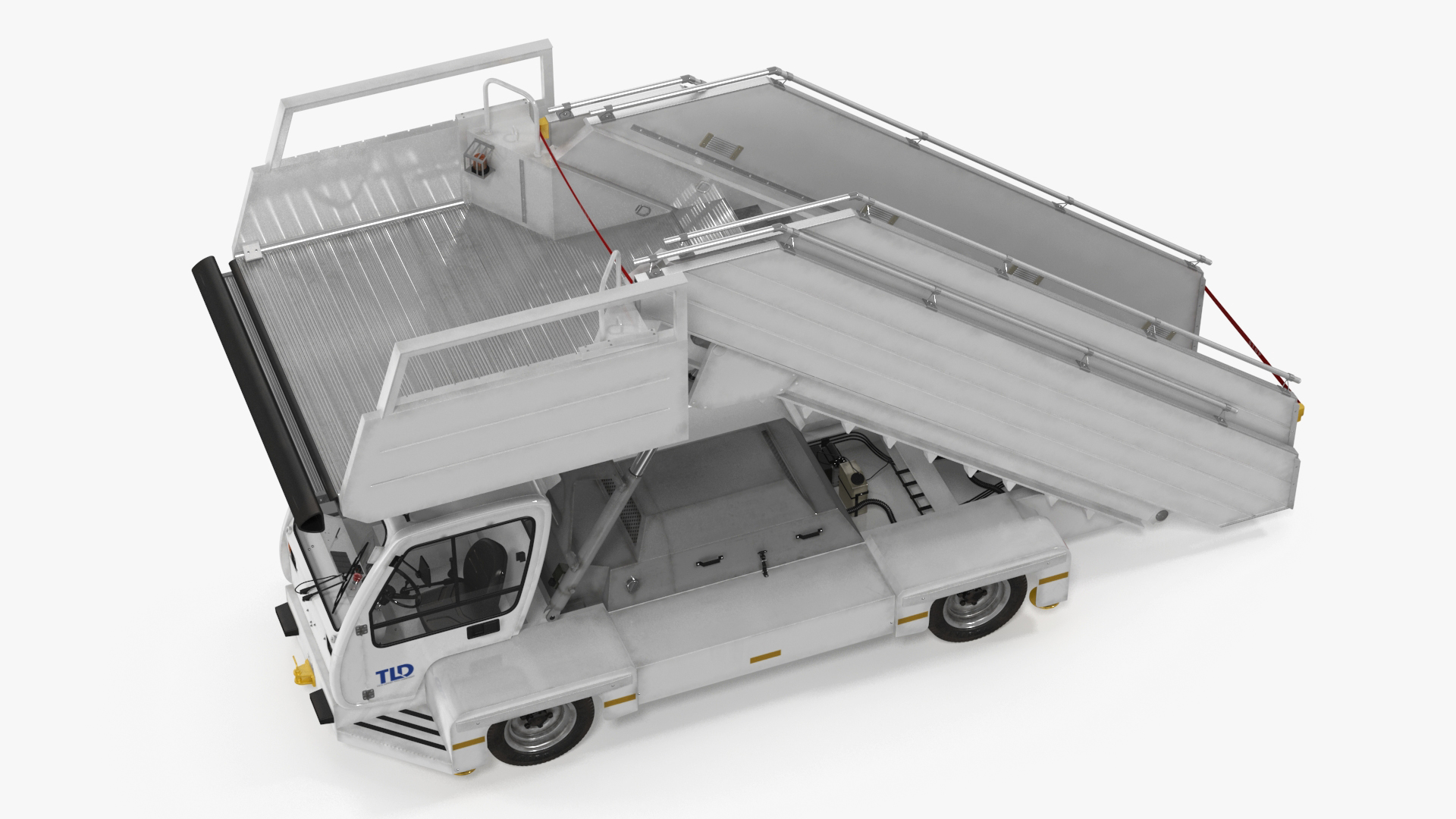3D Airbus Delta with Passenger Boarding Stairs Car Rigged for Cinema 4D model