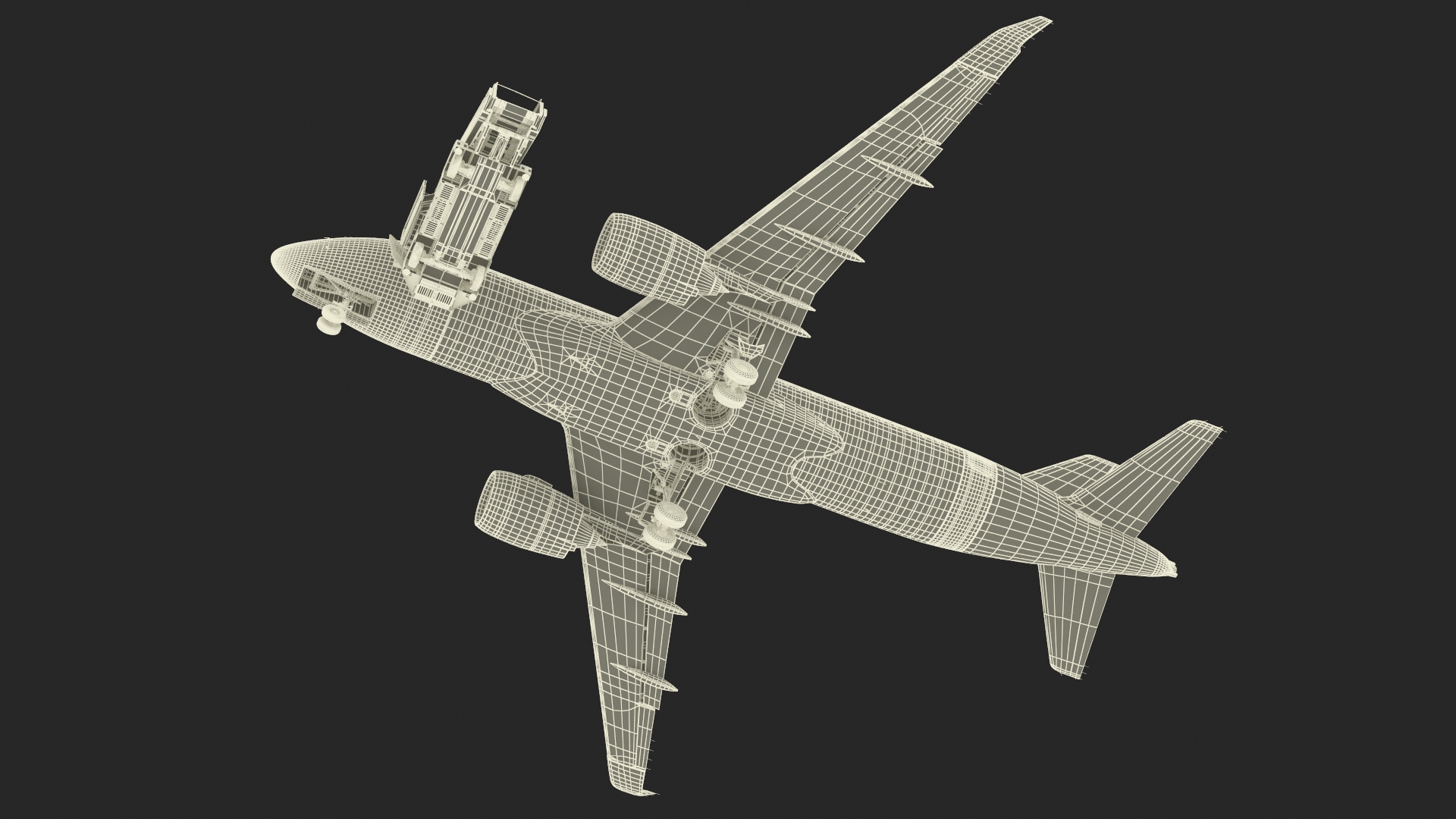 3D Airbus Delta with Passenger Boarding Stairs Car Rigged for Cinema 4D model