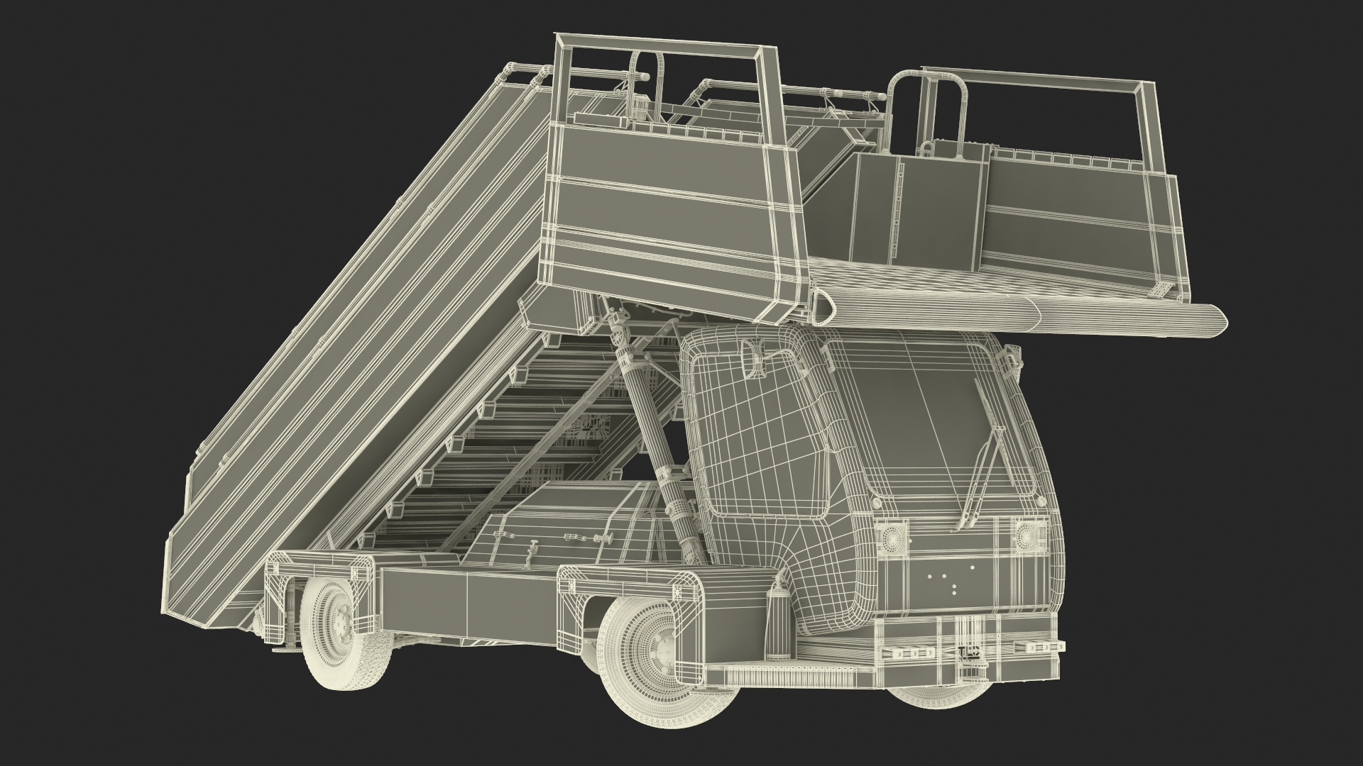 3D Airbus Delta with Passenger Boarding Stairs Car Rigged for Cinema 4D model