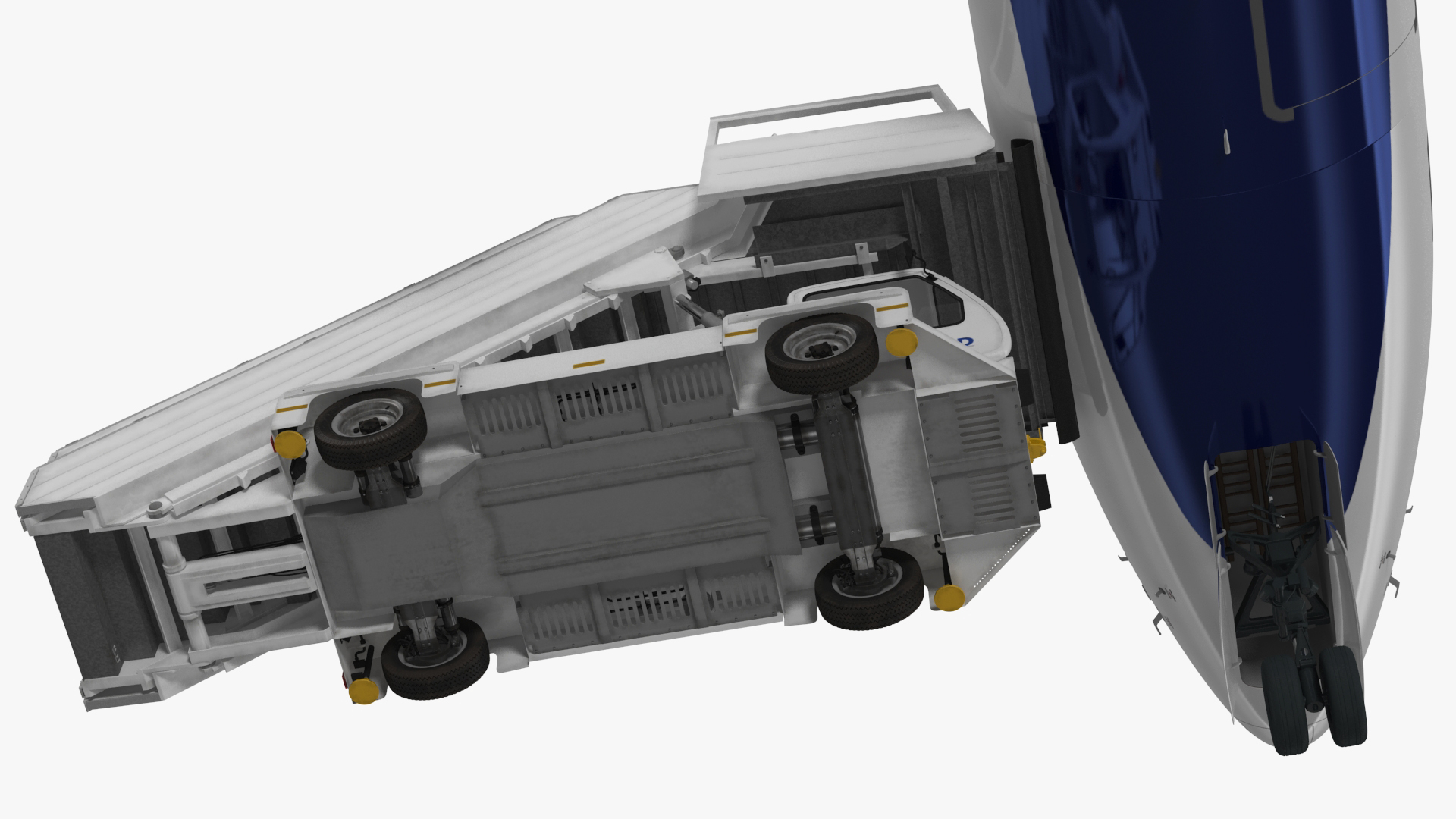 3D Airbus Delta with Passenger Boarding Stairs Car Rigged for Cinema 4D model